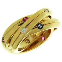 Cartier Constellation Trinity Diamond Ruby Sapphire Band Ring