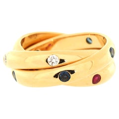 Cartier Bague Trinity Constellation en or jaune 18 carats avec diamants et saphirs