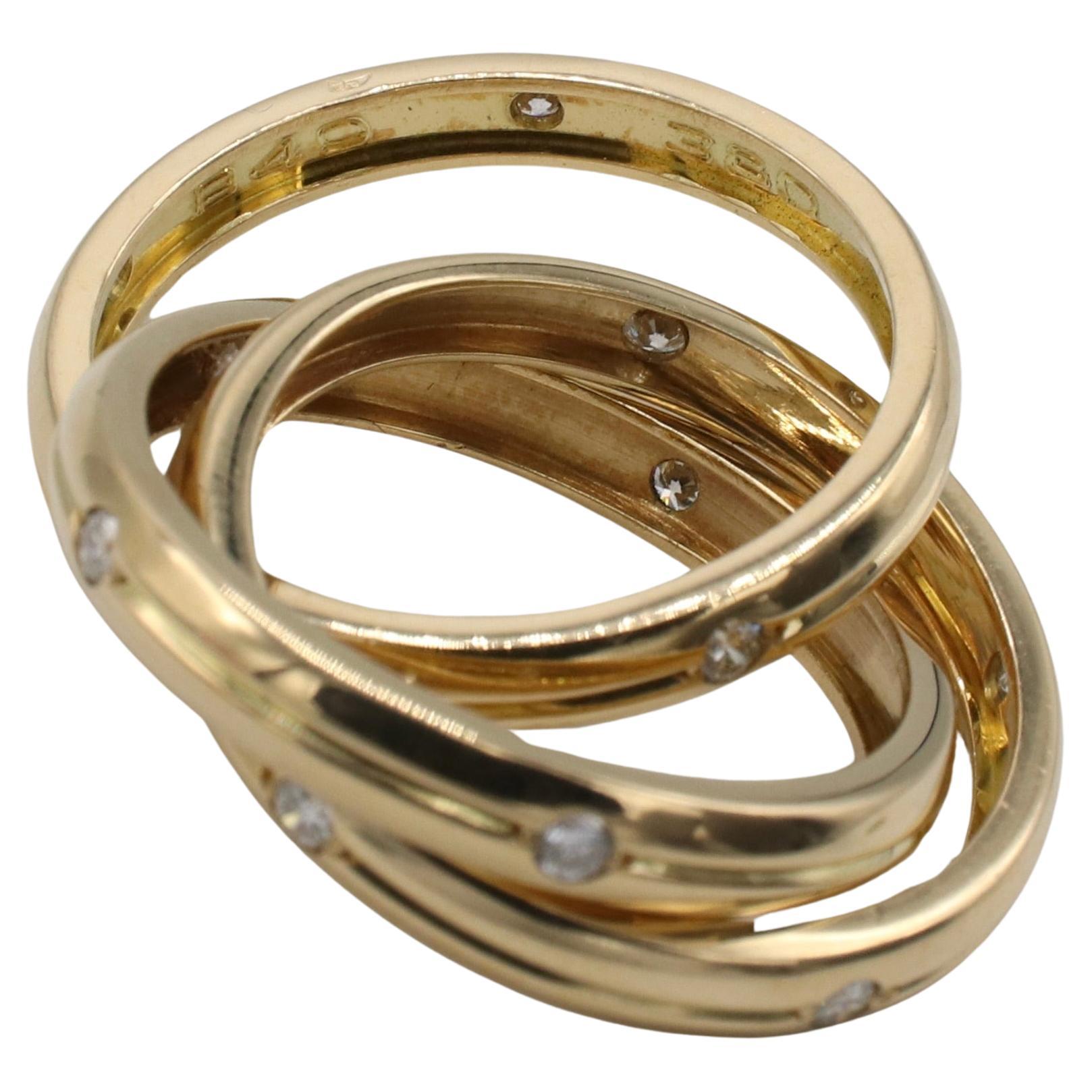 Contemporary Cartier Constellation Vintage Natural Diamond & Yellow Gold Trinity Band Ring 