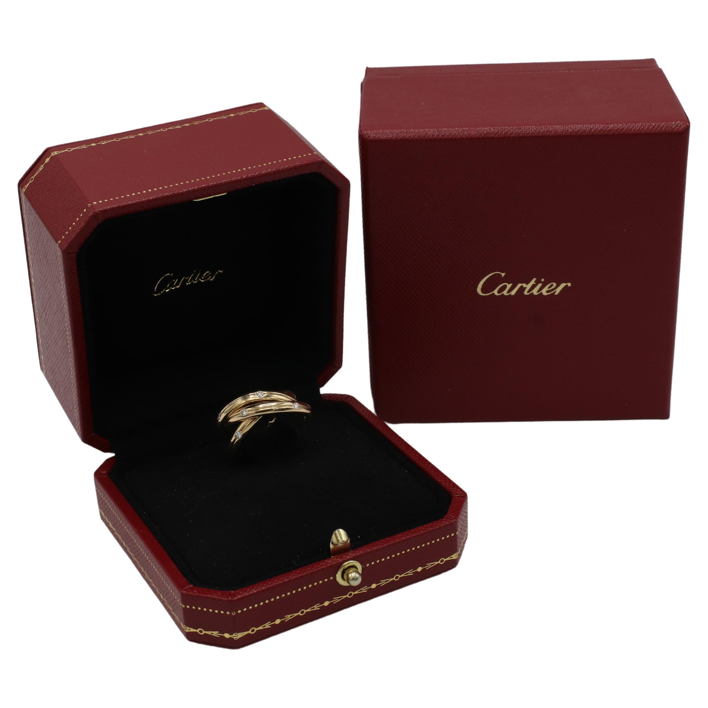Cartier Constellation Vintage Natural Diamond & Yellow Gold Trinity Band Ring  1