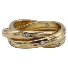 Cartier Constellation Vintage Natural Diamond & Yellow Gold Trinity Band Ring 