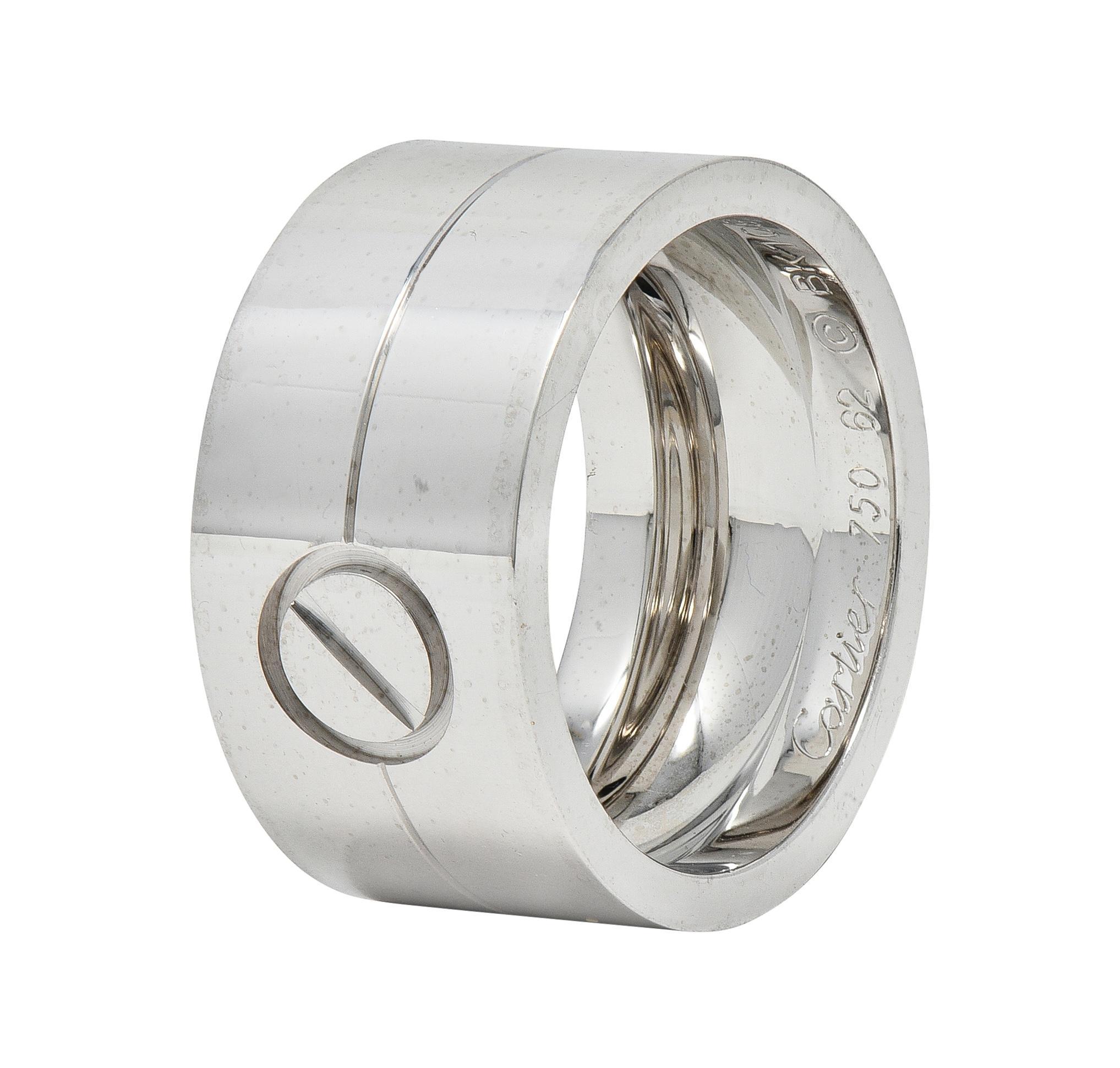 Cartier Contemporary 18 Karat White Gold High Love Unisex Band Ring (Zeitgenössisch) im Angebot