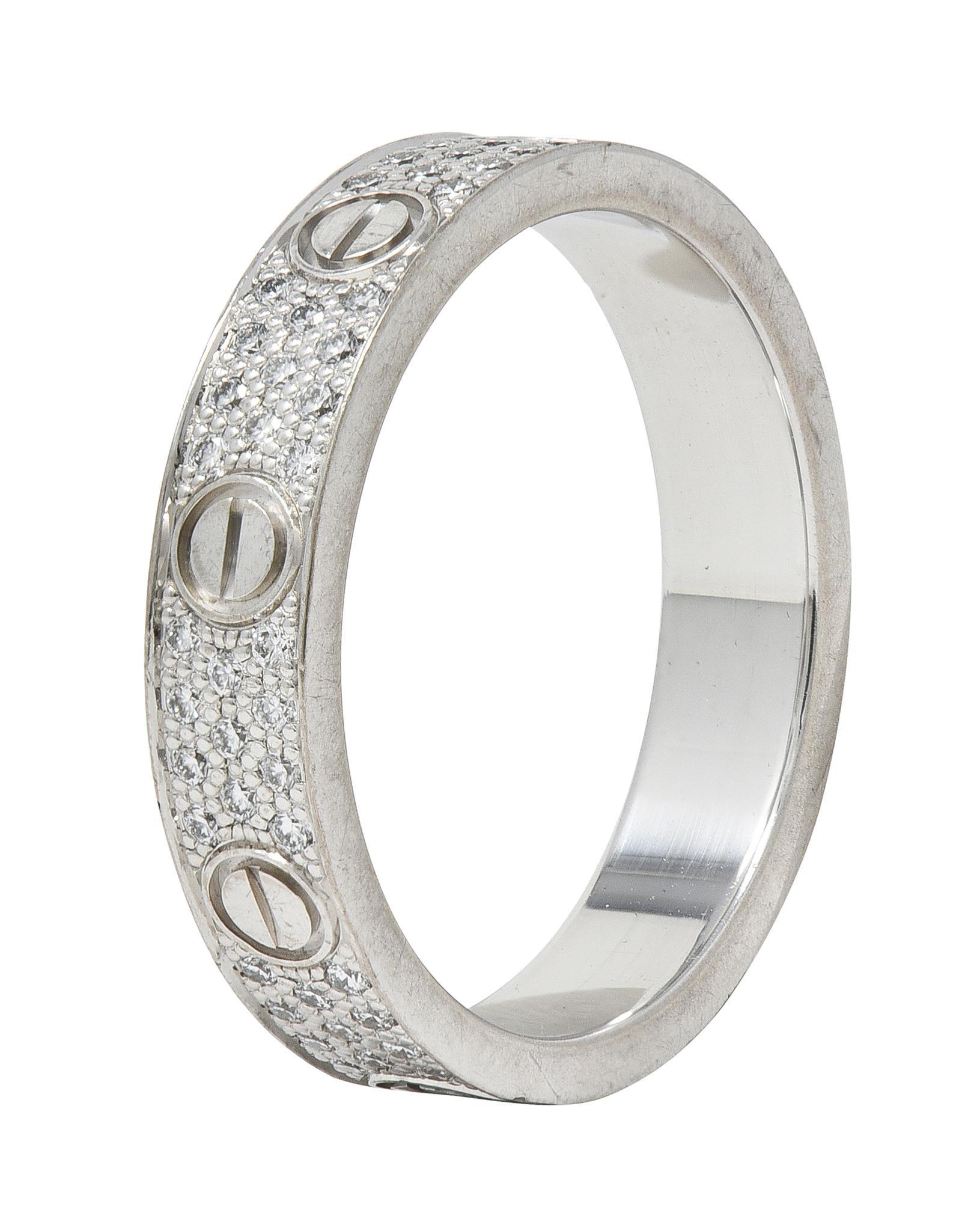 Taille brillant Bague unisexe en or blanc 18 carats à diamant contemporain Cartier High Love en vente