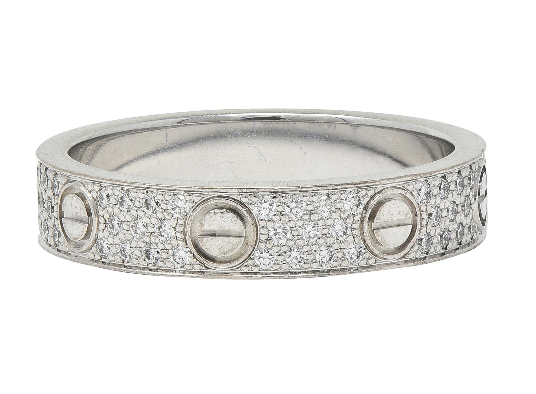 Bague unisexe en or blanc 18 carats à diamant contemporain Cartier High Love Excellent état - En vente à Philadelphia, PA