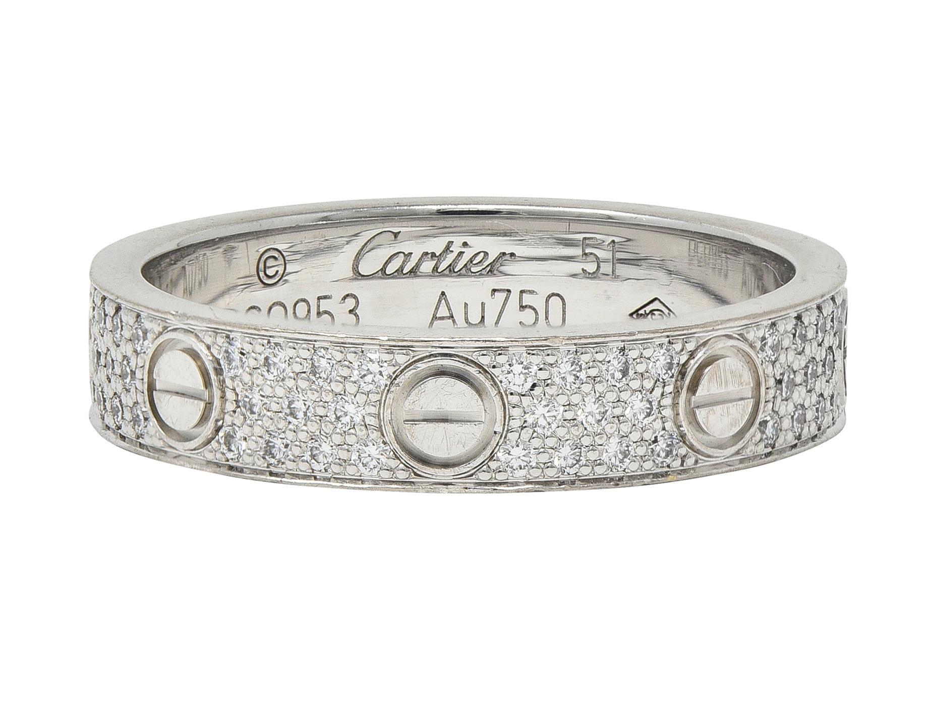 Bague unisexe en or blanc 18 carats à diamant contemporain Cartier High Love en vente 1