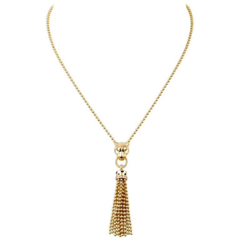 Cartier Contemporary Panthere Panther Diamond Pendant Necklace Yellow Gold  2000s For Sale at 1stDibs | cartier panther pendant
