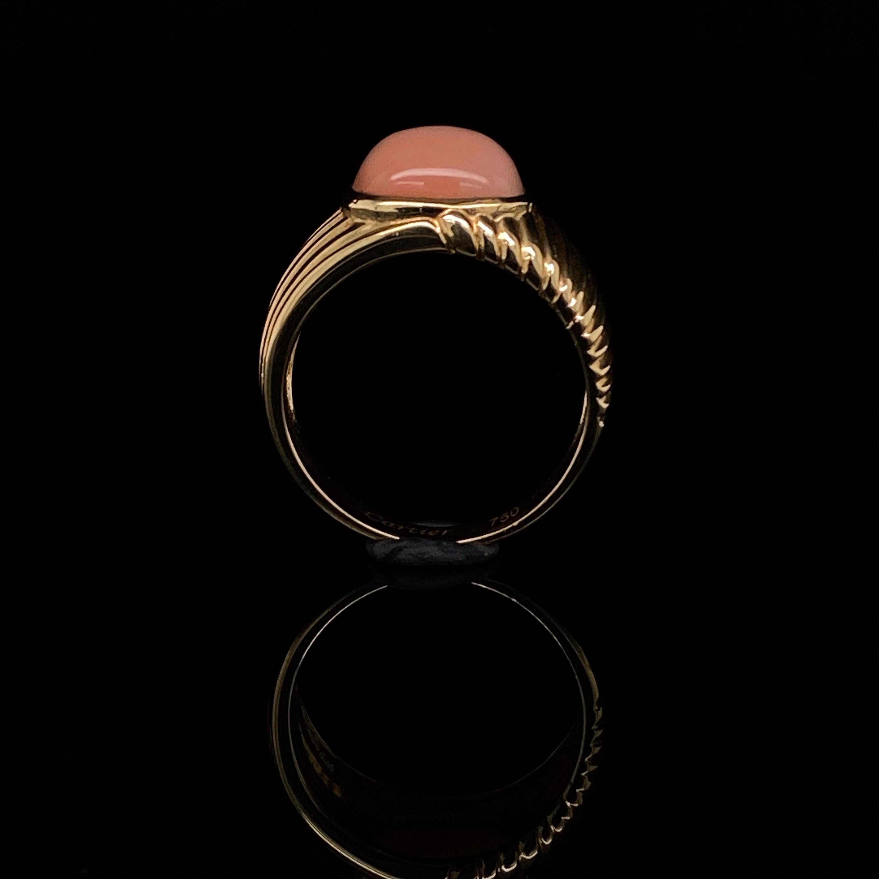 Women's Cartier Coral 18 Karat Yellow Gold Ring, Circa 1950