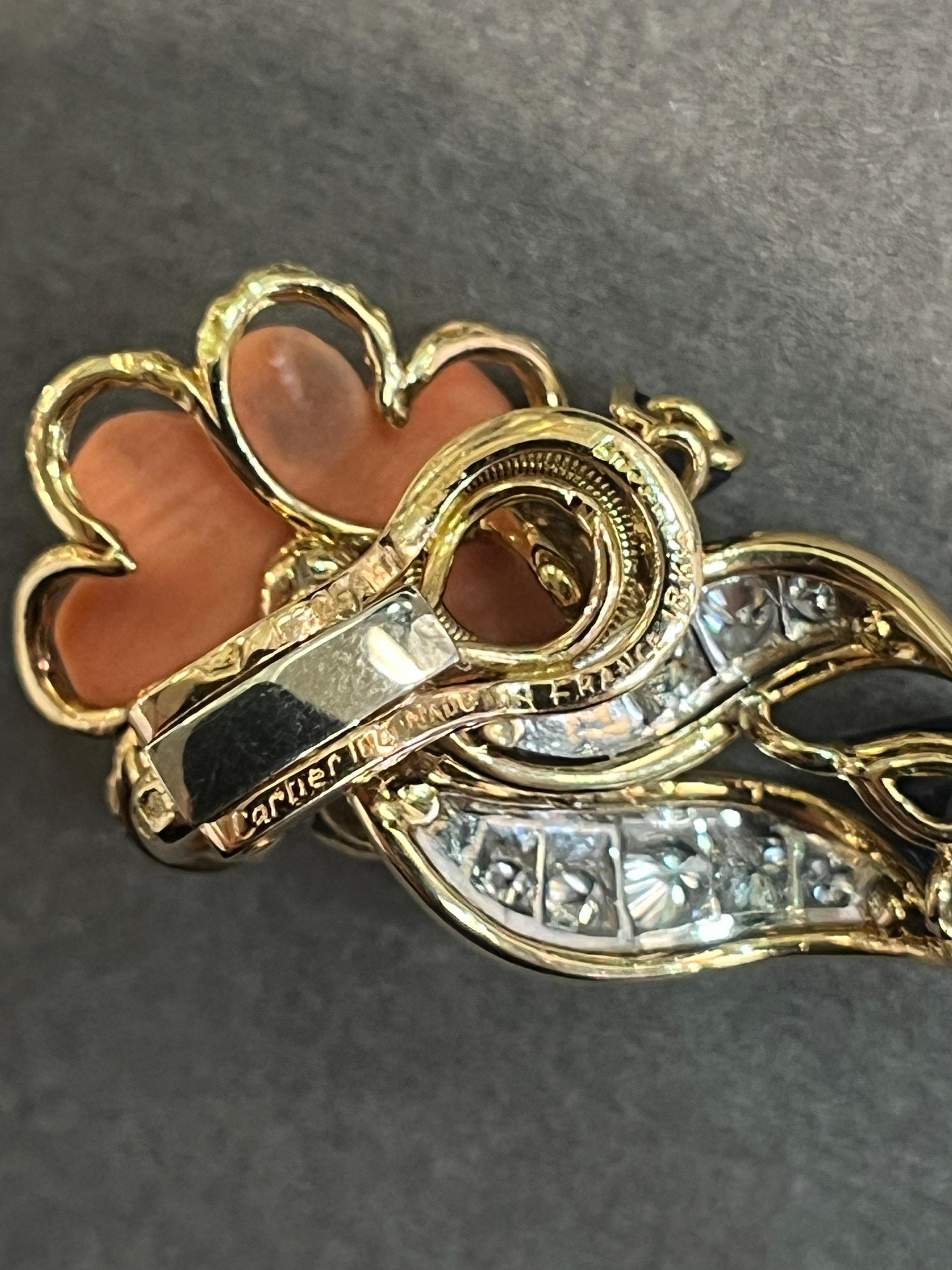 Cartier Coral and Sapphire Earrings In Excellent Condition For Sale In New York, NY