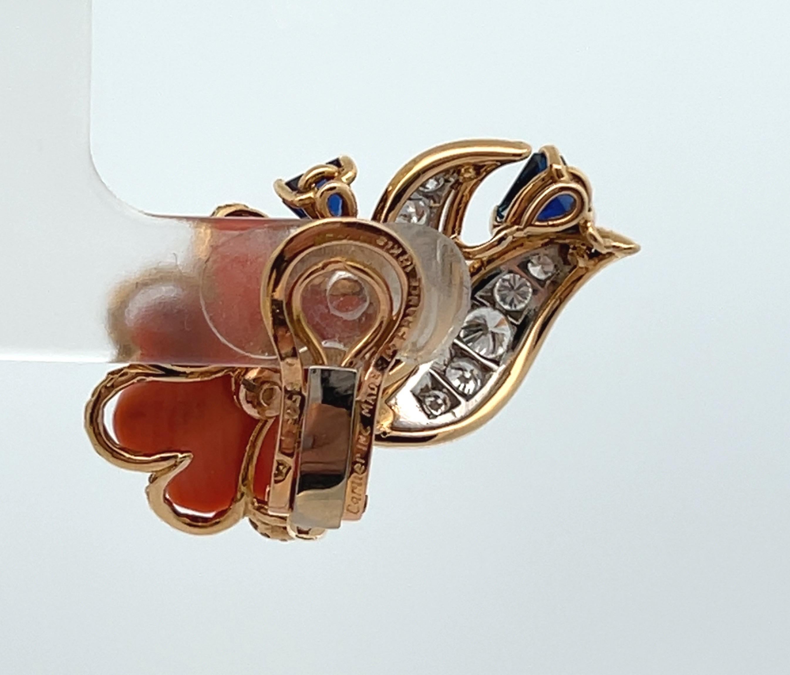 Cartier Coral and Sapphire Earrings For Sale 2
