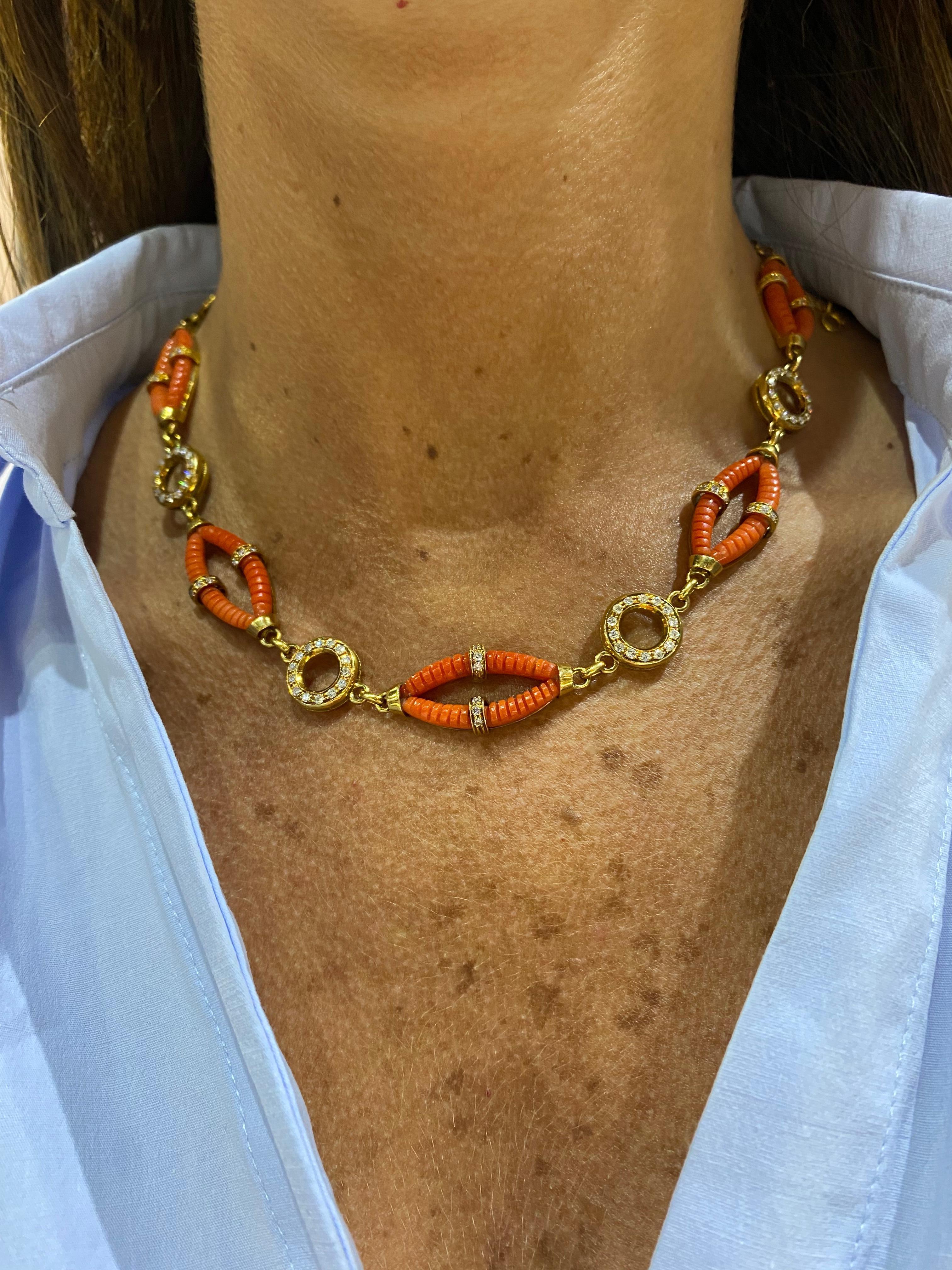 Women's Cartier Coral & Diamond Necklace For Sale
