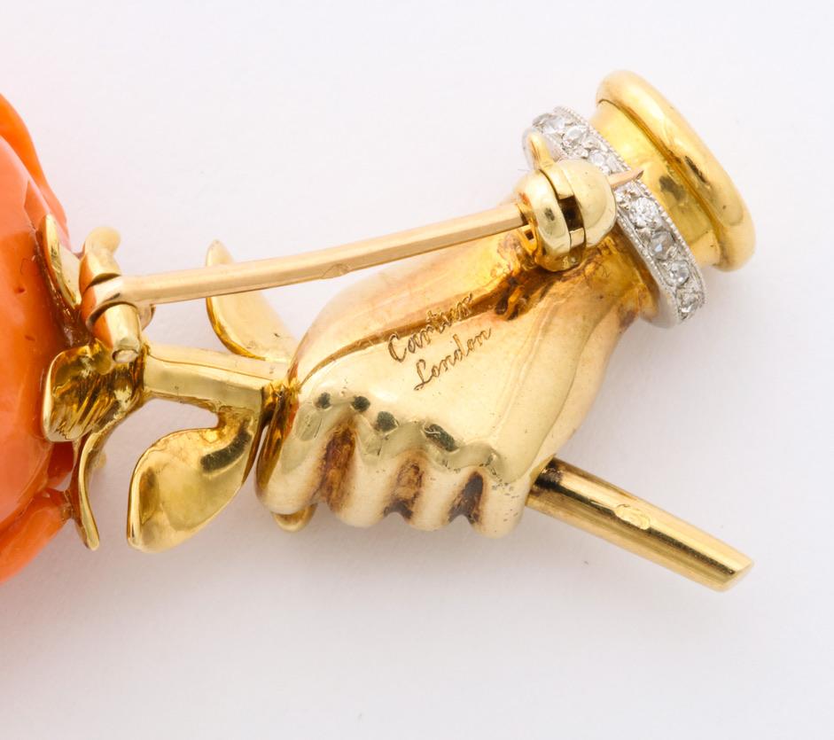 Cartier Coral Flower in Hand Pin 2