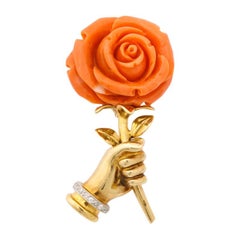 Cartier Coral Flower in Hand Pin