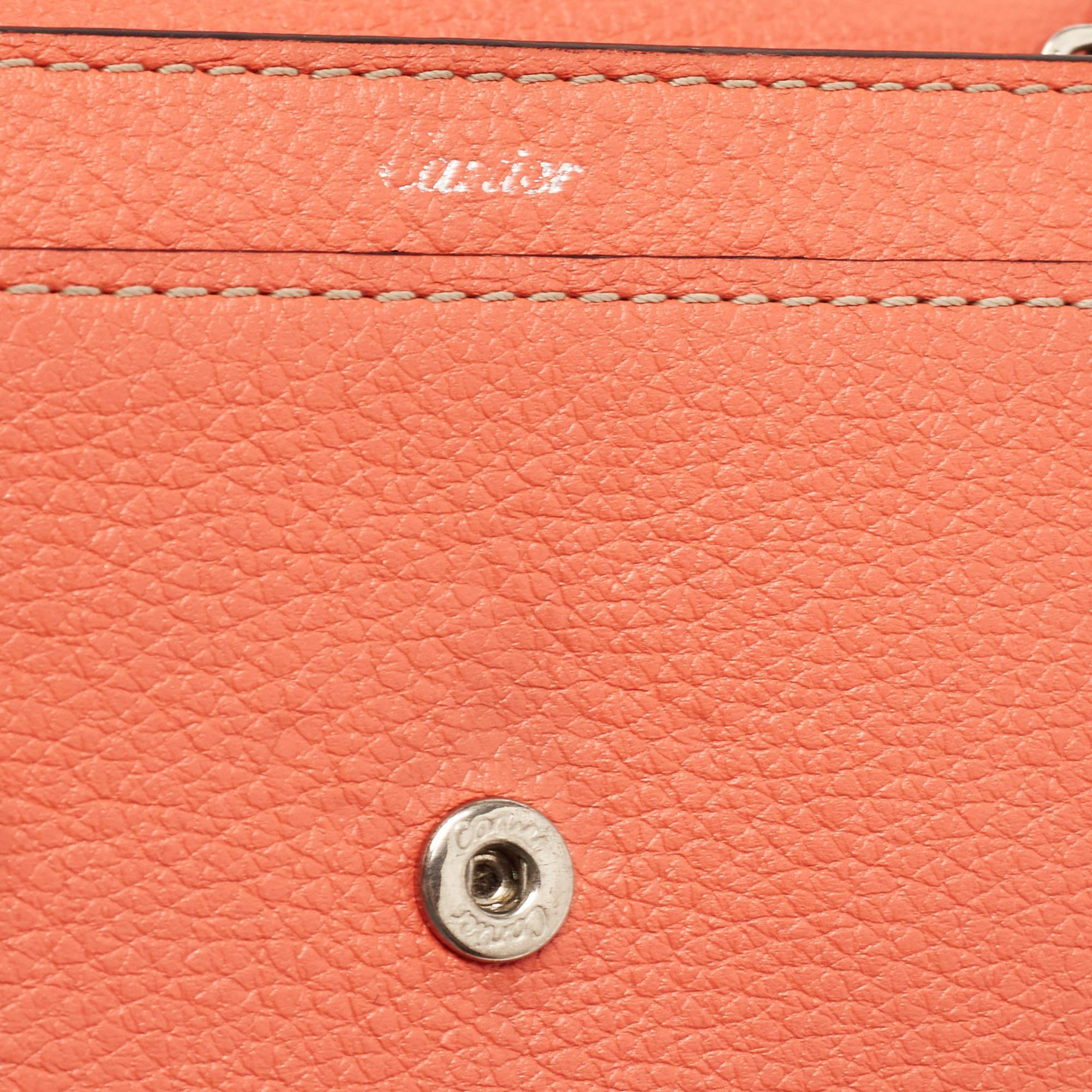 Cartier C De Cartier Brieftasche aus Koralle und orangefarbenem Leder im Angebot 6
