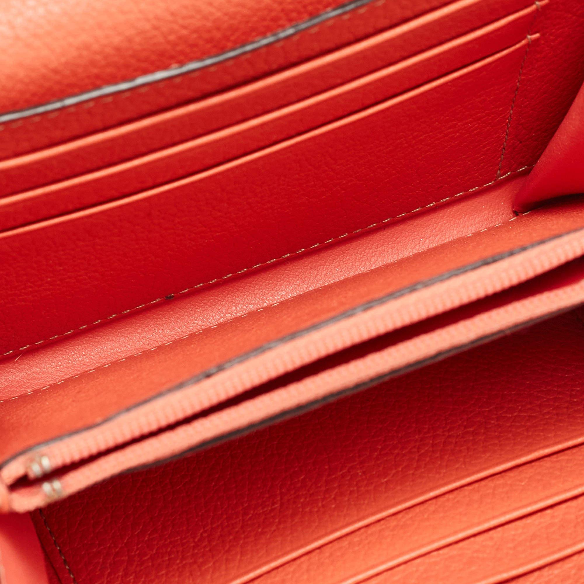 Cartier Coral Orange Leather C De Cartier Wallet For Sale 1