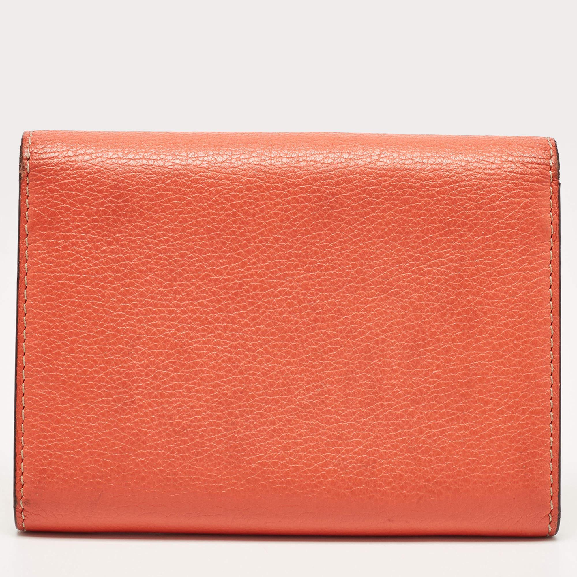 Cartier C De Cartier Brieftasche aus Koralle und orangefarbenem Leder im Angebot 4