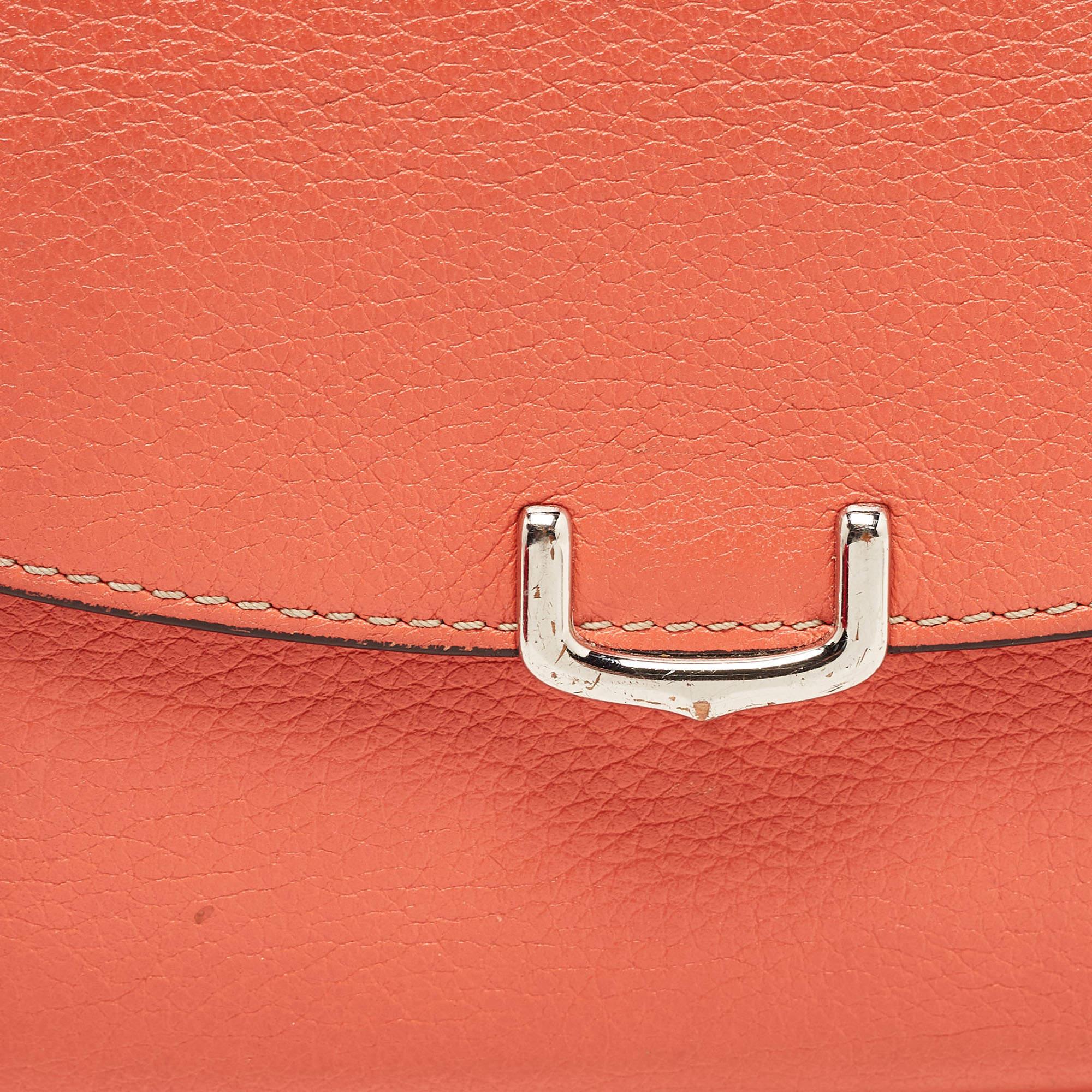 Cartier C De Cartier Brieftasche aus Koralle und orangefarbenem Leder im Angebot 5