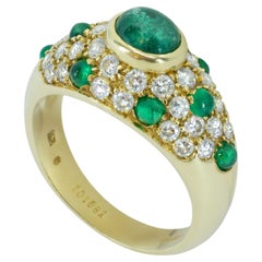Cartier "Corinthe" Emerald Diamond Ring 18k Yellow Gold