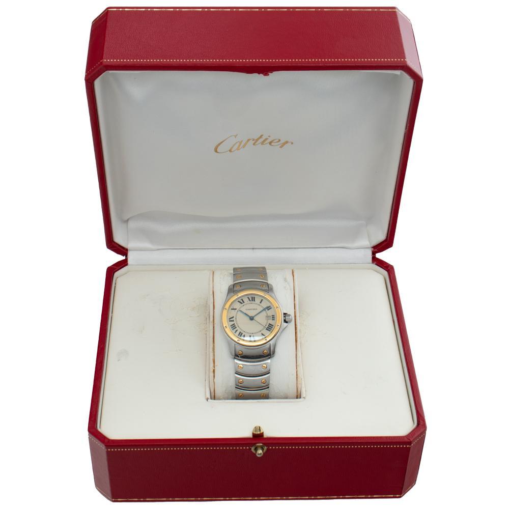 Women's or Men's Cartier Cougar 1551 Yellow Gold & Stainless Steel Ivory dial 30mm Quartz watch