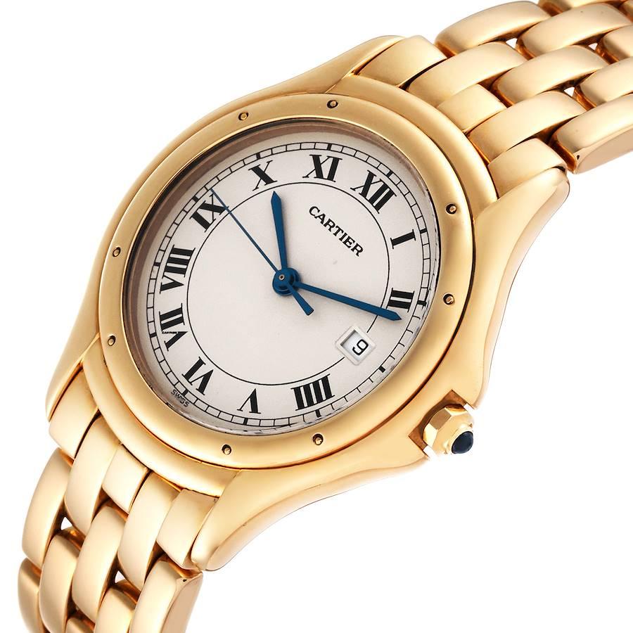 Women's Cartier Cougar 18k Yellow Gold Silver Dial Ladies Watch 116000R For Sale