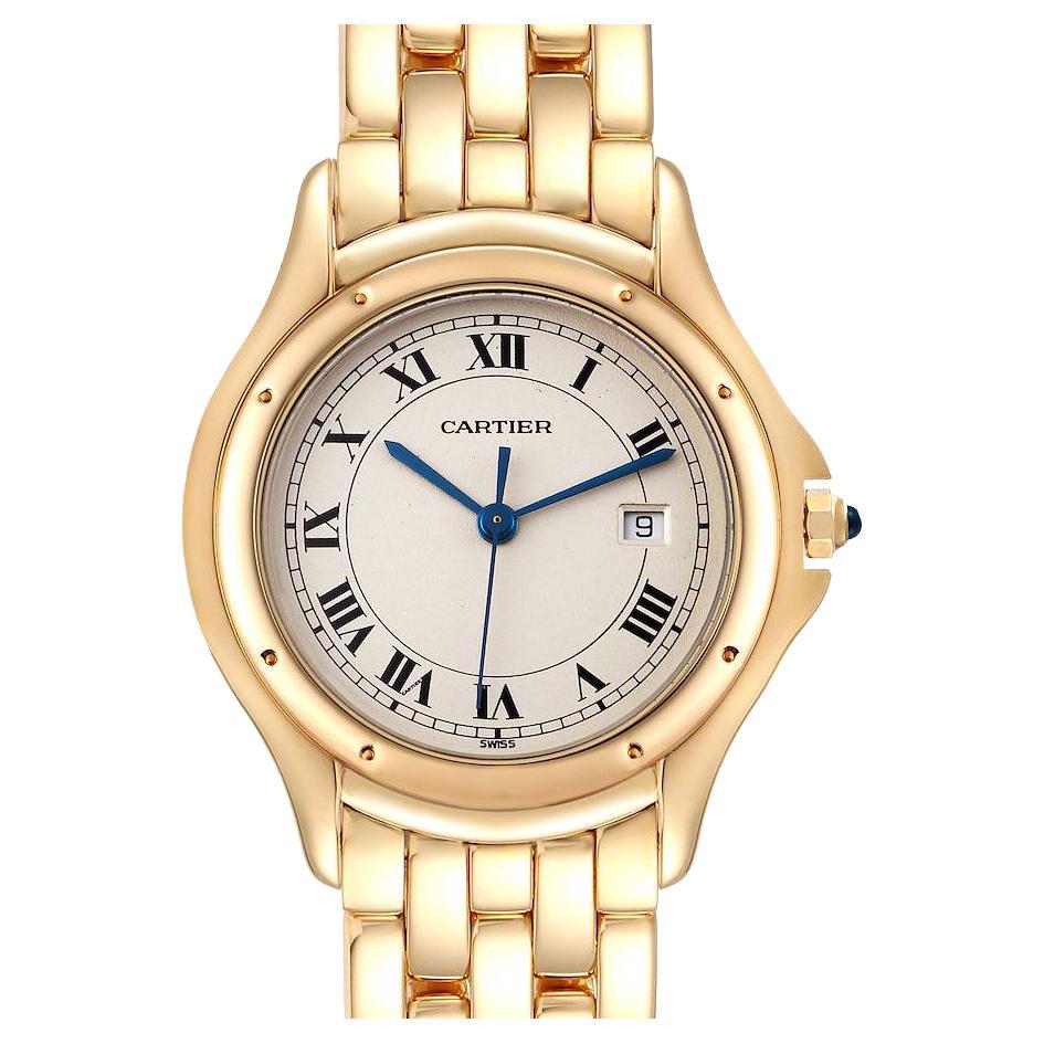 Cartier Cougar 18K Yellow Gold Silver Dial Ladies Watch 887904 For Sale
