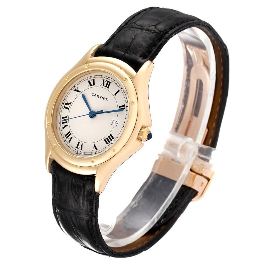 Women's or Men's Cartier Cougar 18K Yellow Gold Silver Dial Ladies Watch 887920