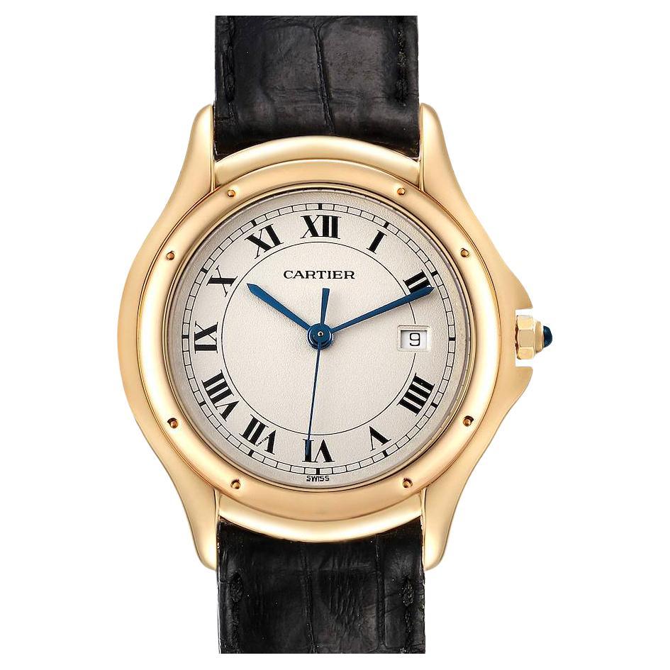 Cartier Cougar 18K Yellow Gold Silver Dial Ladies Watch 887920