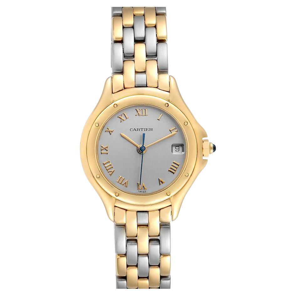 Cartier Cougar 18K Yellow Gold Steel Ladies Watch 117000 For Sale