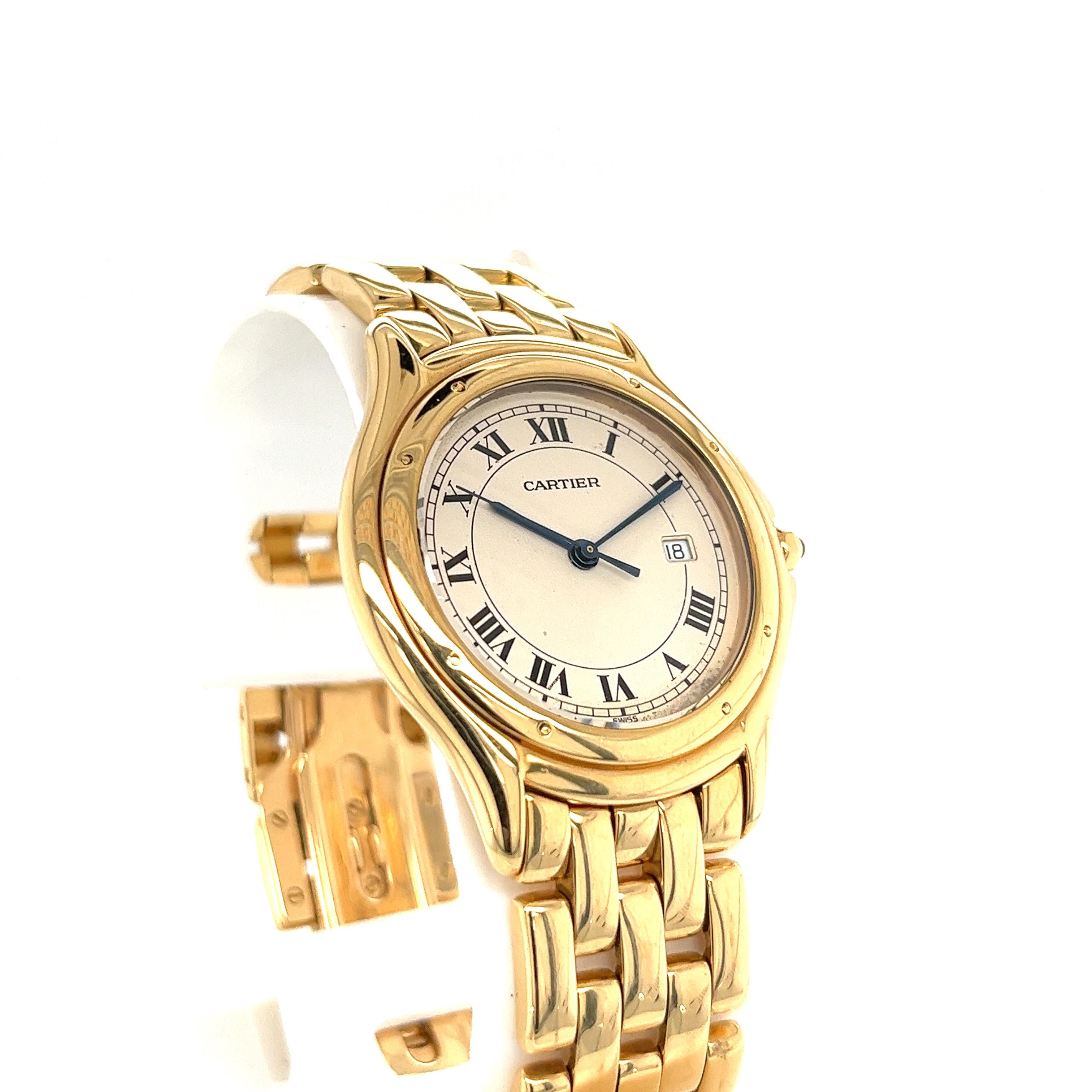 Modern Cartier Cougar 887904 in 18K Yellow Gold Midsize Unisex Watch