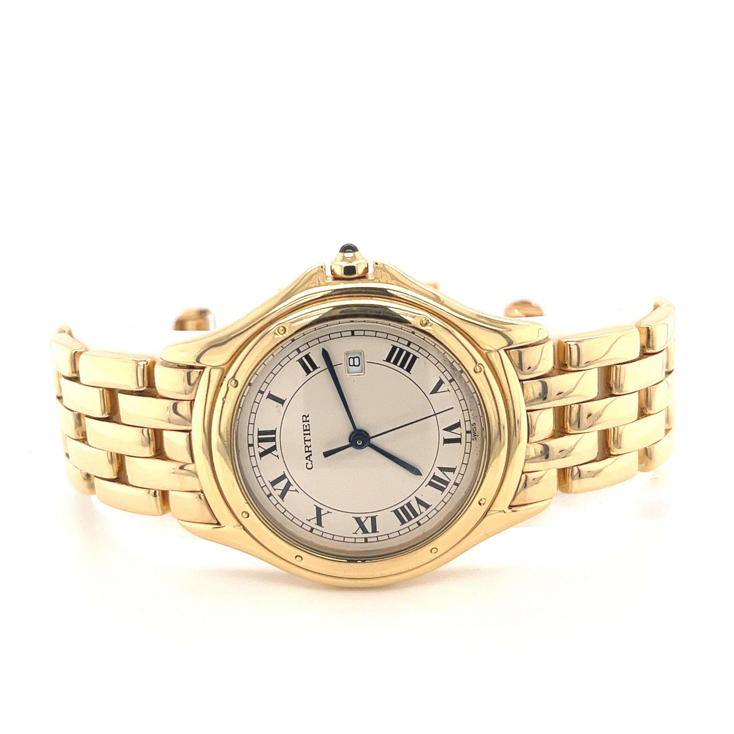 Cartier Cougar 887904 in 18K Yellow Gold Midsize Unisex Watch In Excellent Condition In Miami, FL