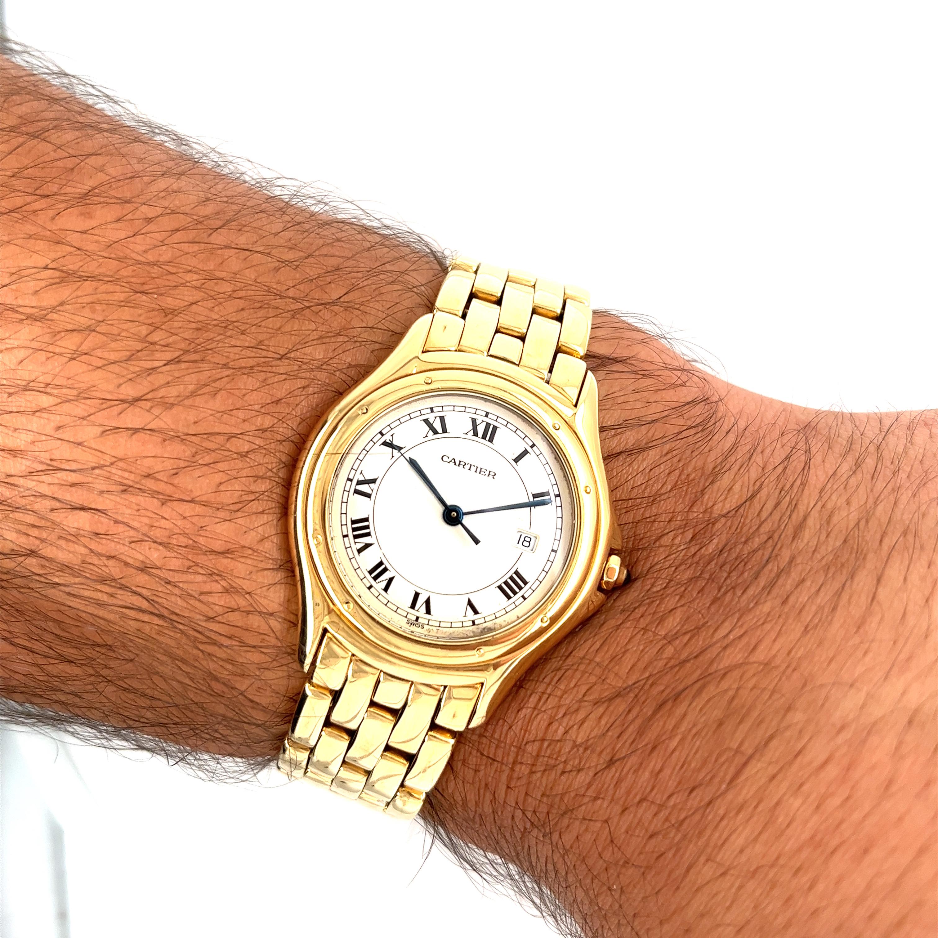 Cartier: 18 Karat Gelbgold Midsize Unisex-Uhr Cartier Cougar 887904 5