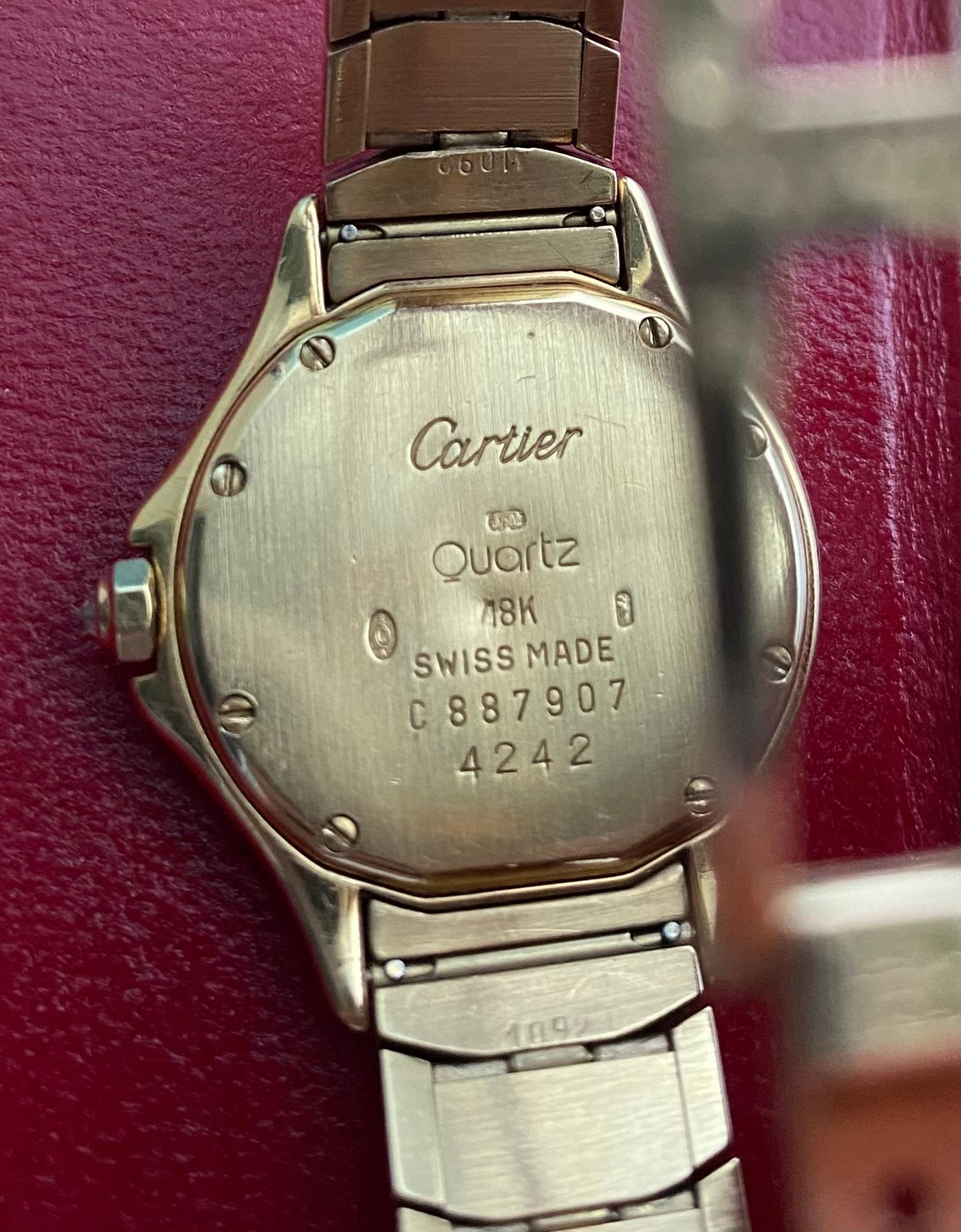 Reloj de pulsera Cartier Cougar A amarillo y engastado con diamantes con brazalete en venta 4