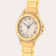 Cartier Cougar A Yellow and Diamond-Set Wristwatch With Bracelet