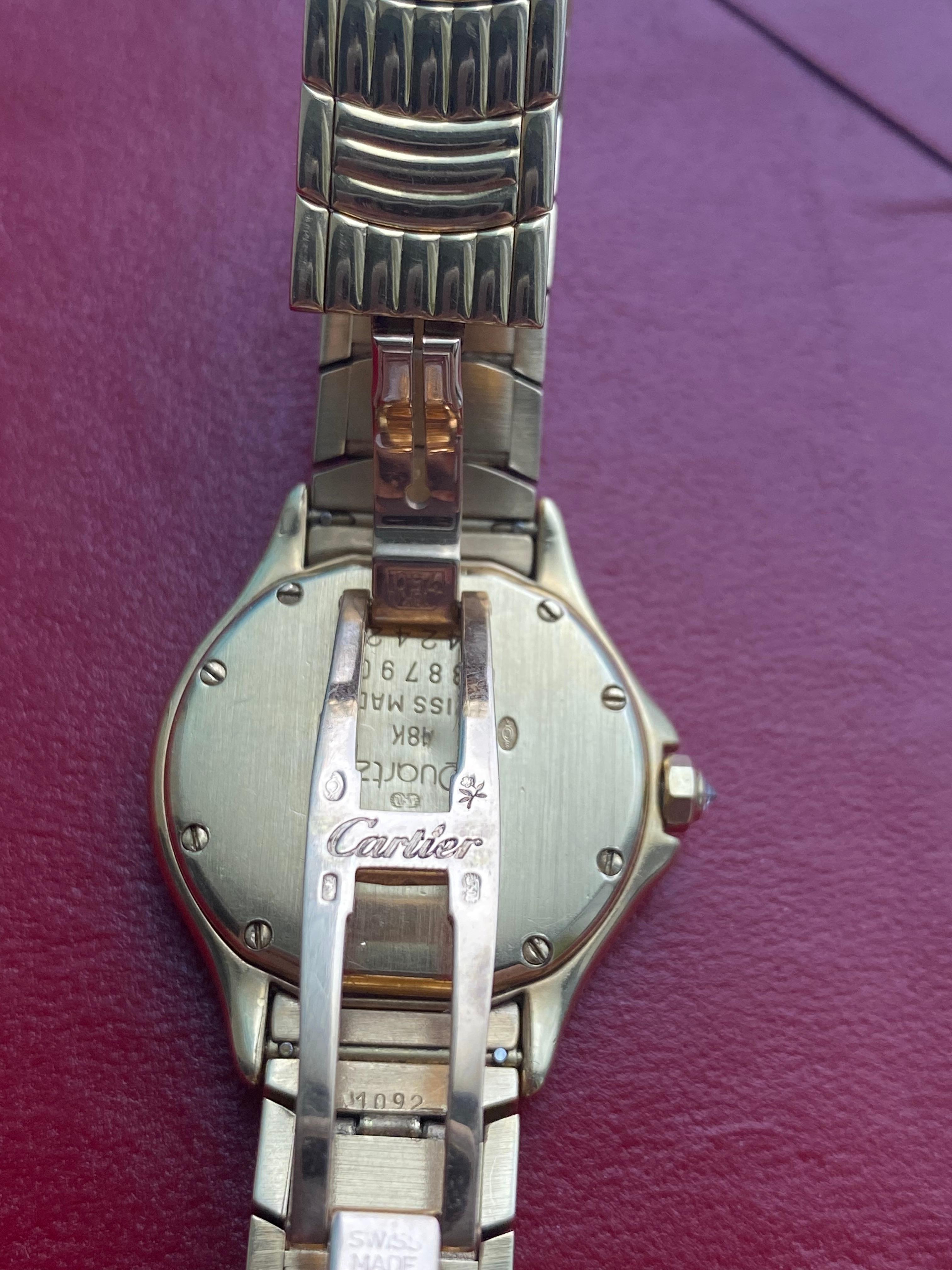 Reloj de pulsera Cartier Cougar A amarillo y engastado con diamantes con brazalete en venta 2