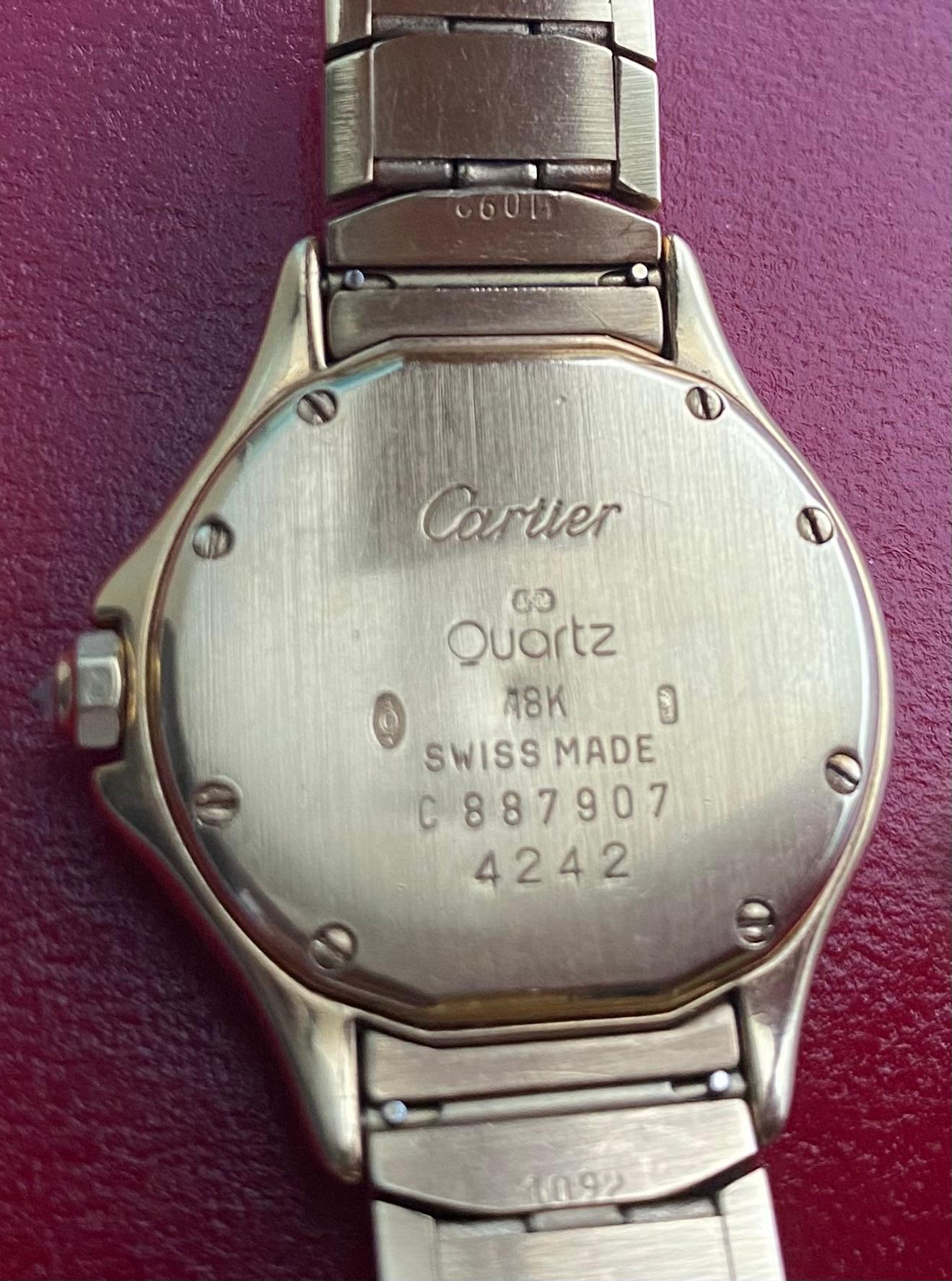 Reloj de pulsera Cartier Cougar A amarillo y engastado con diamantes con brazalete en venta 3