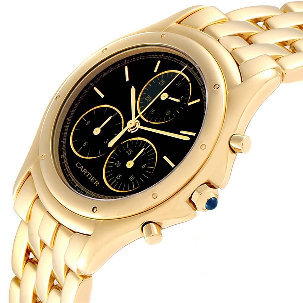 Cartier Cougar Chronograph Yellow Gold Black Dial Unisex Watch 1162 2