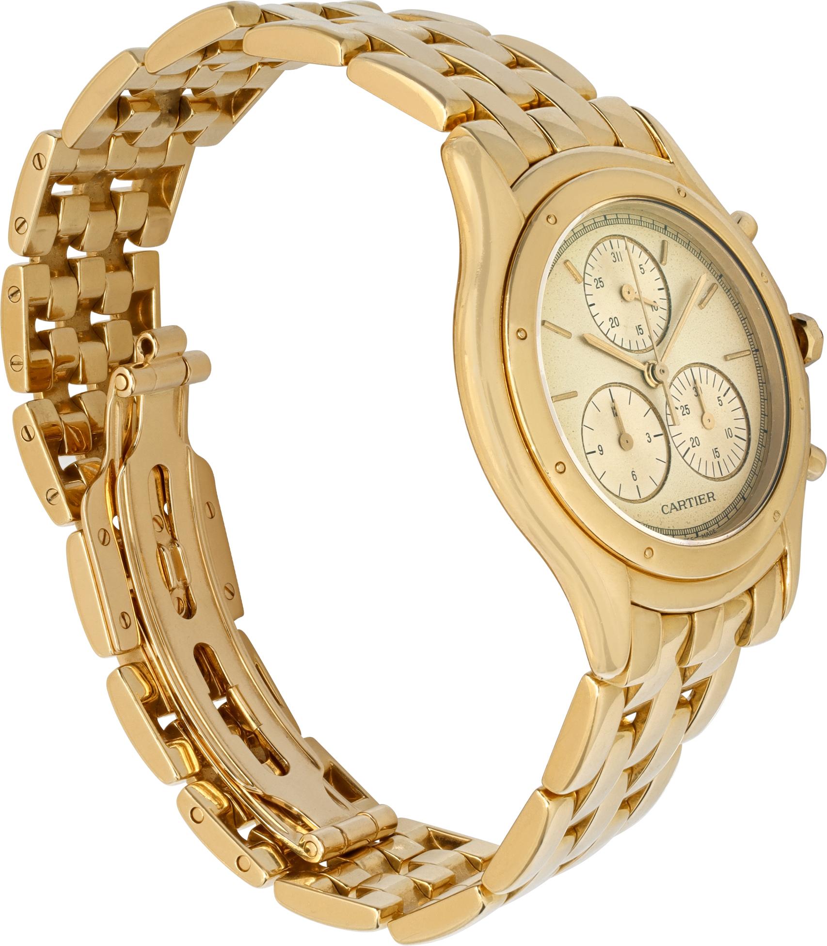 Cartier Cougar Chronograph Yellow Gold Quartz Wristwatch Ref11621 In Excellent Condition For Sale In Surfside, FL