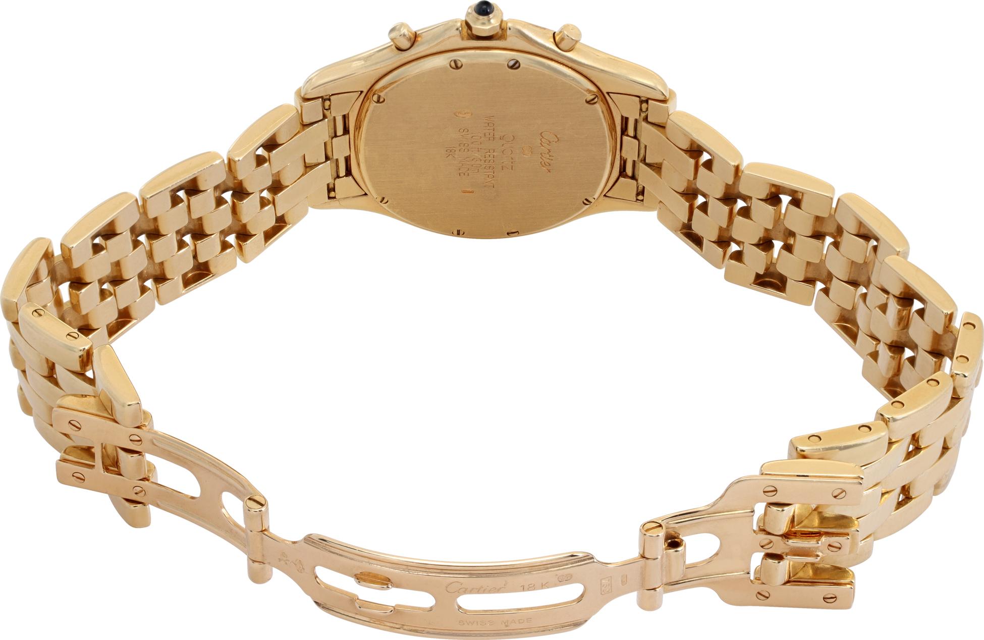 Women's or Men's Cartier Cougar Chronograph Yellow Gold Quartz Wristwatch Ref11621 For Sale
