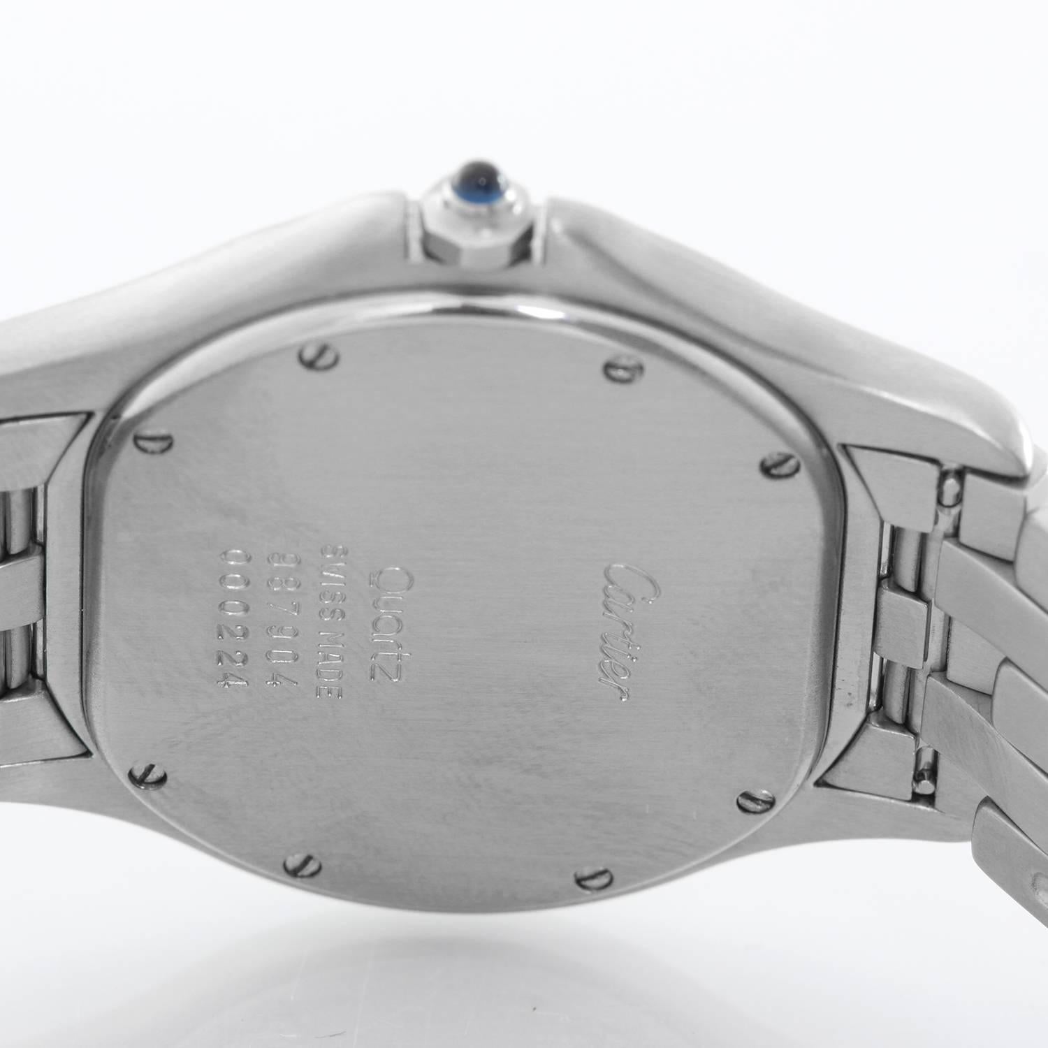Cartier Stainless Steel Cougar Midsize Quartz Wristwatch In Excellent Condition In Dallas, TX