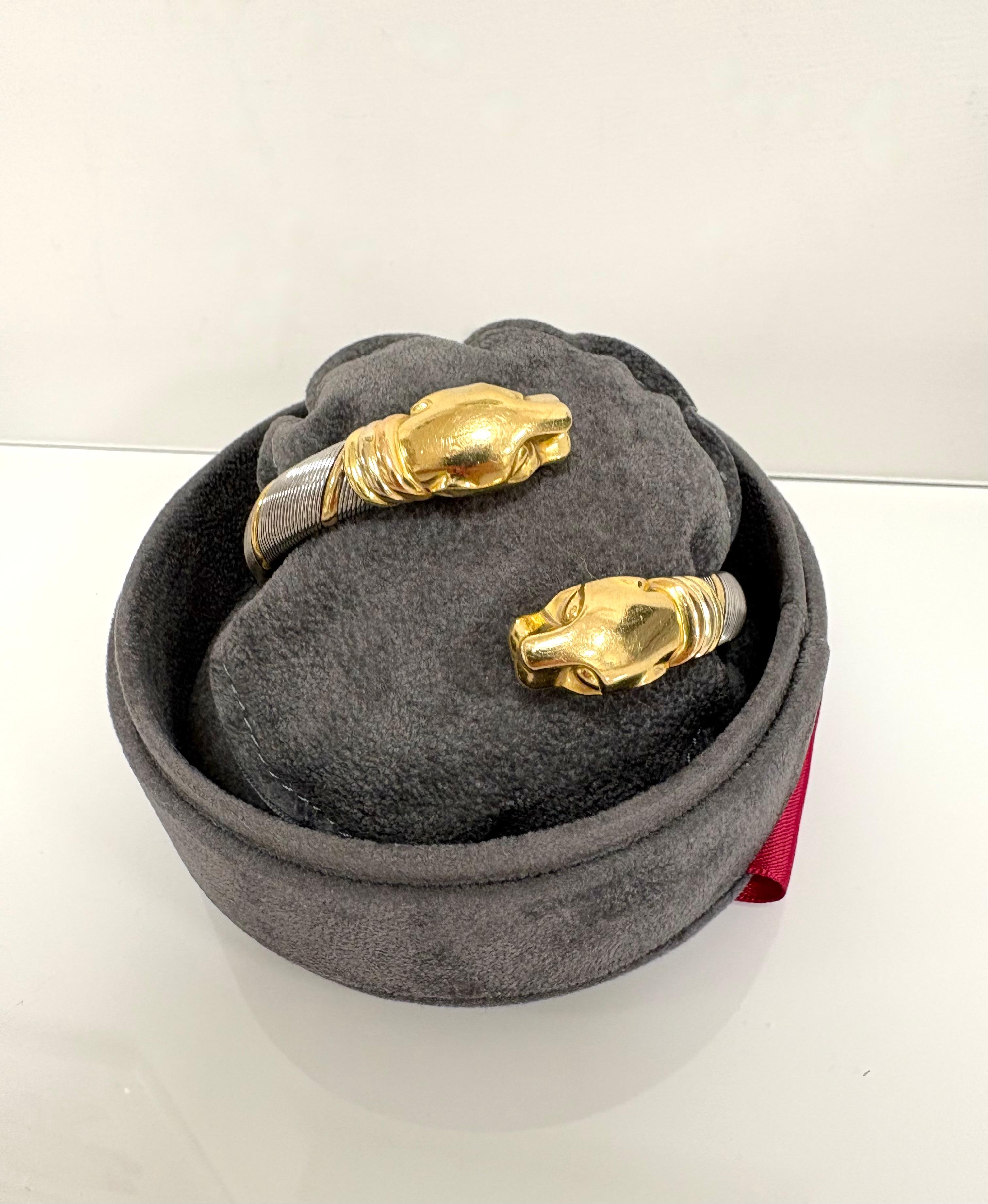 Cartier Cougar Panthere 18 Kt. Bracelet en acier et or jaune en vente 1