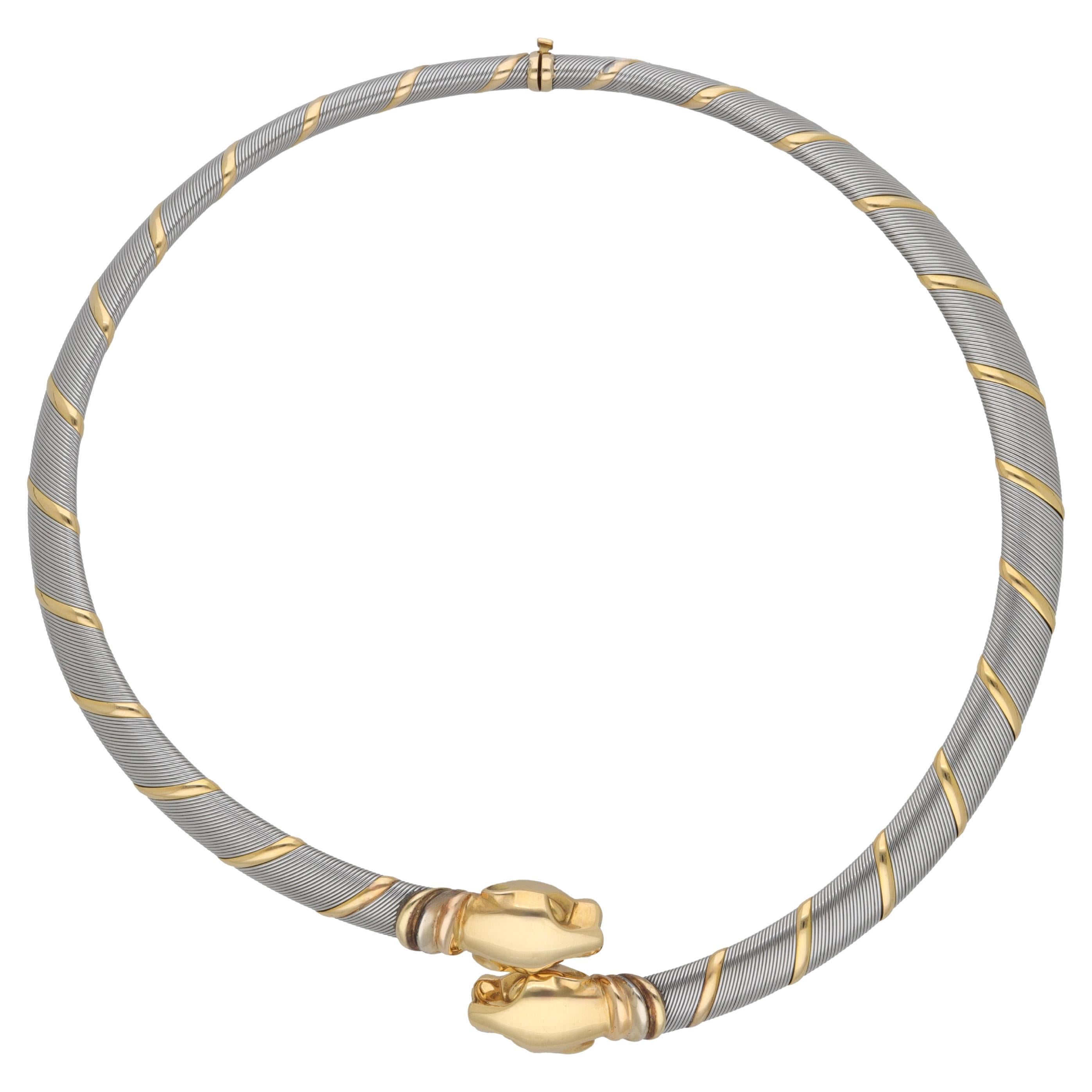 Cartier Cougar Panthere 18 Kt. Yellow Gold Steel Necklace