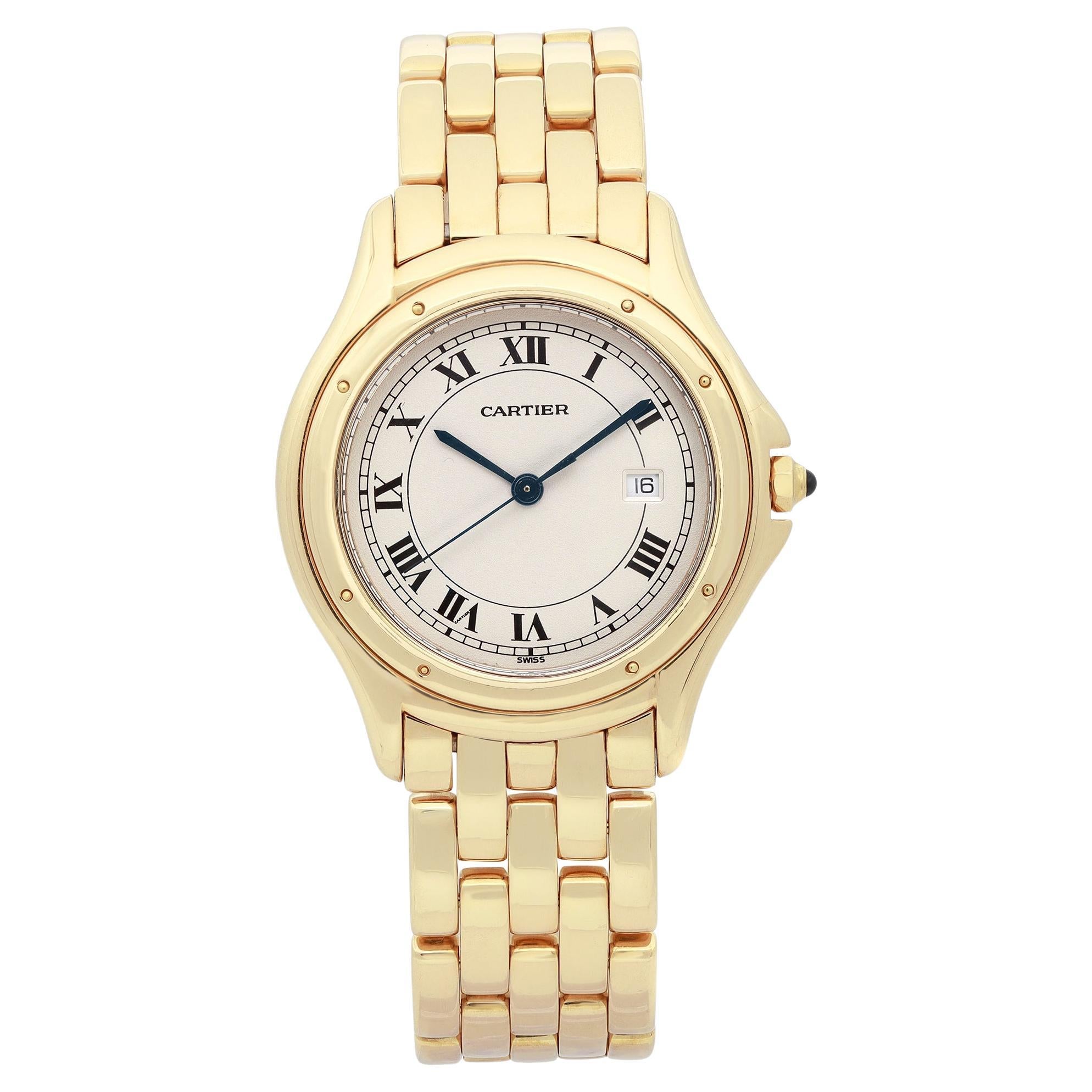 Cartier Cougar Panthere 18K Yellow Gold Silver Dial Quartz Ladies Watch 887904