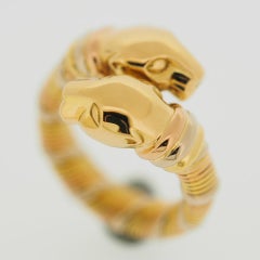 Cartier Cougar Panthere Double Head Ring Tri Color Gold 51