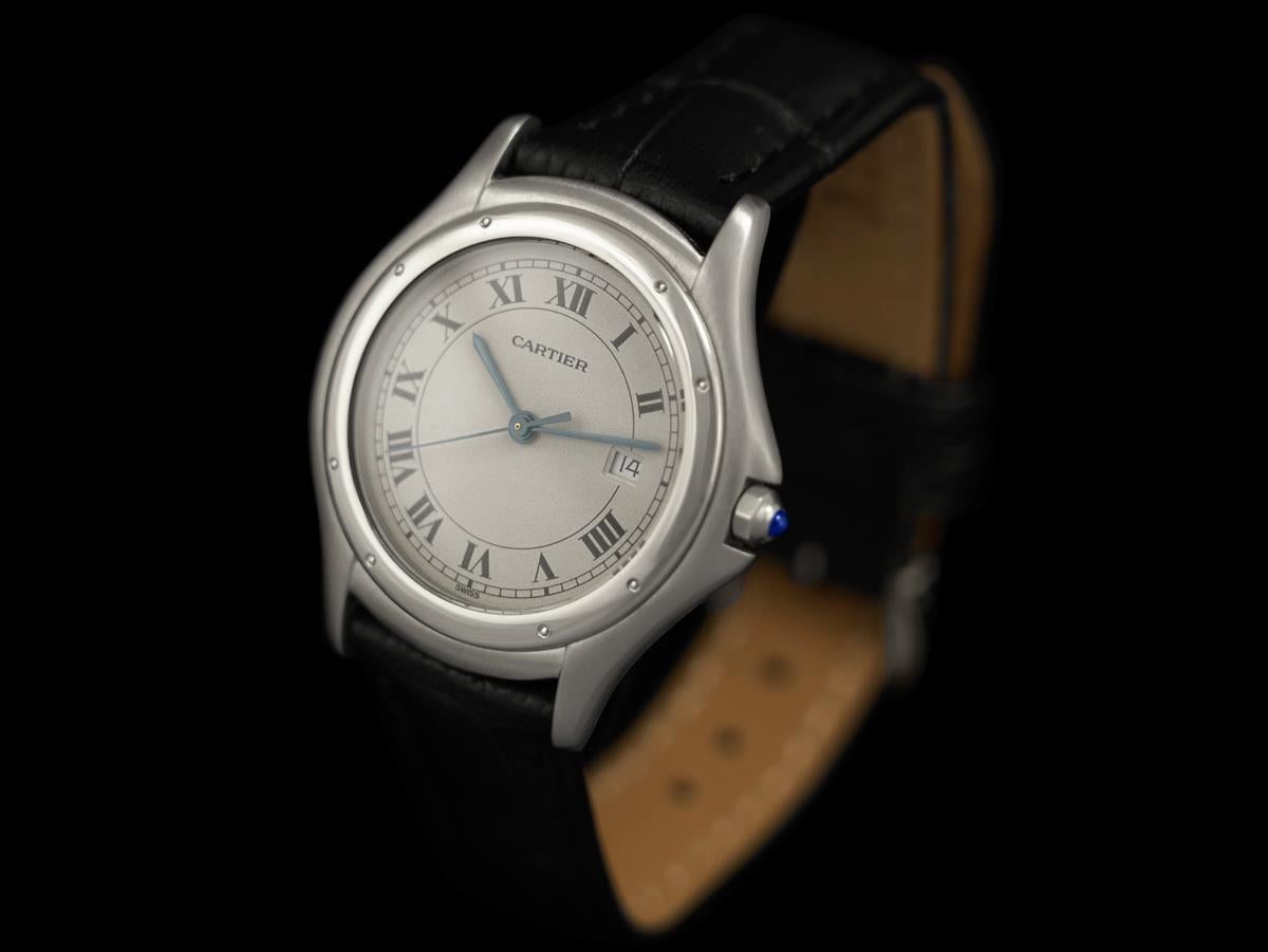 Cartier Cougar Panthere Herren Unisex Quarzuhr mit Datum - Edelstahl im Zustand „Hervorragend“ im Angebot in Suwanee, GA