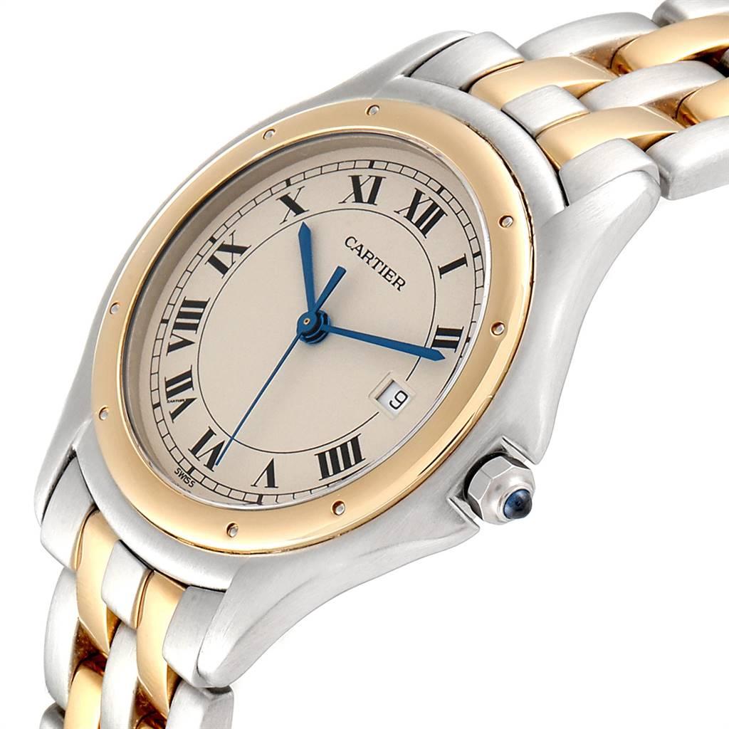 Cartier Cougar Steel 18 Karat Yellow Gold Unisex Watch W35006B6 For Sale 2