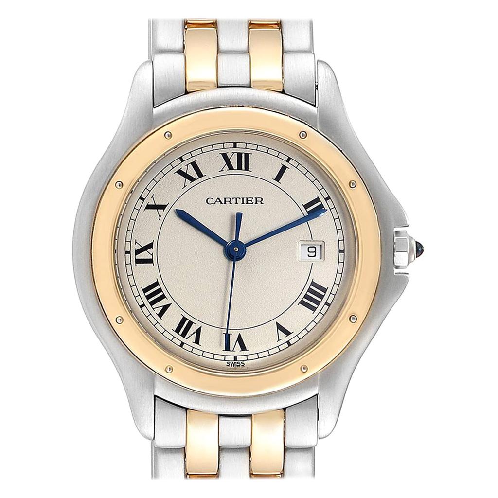 Cartier Cougar Steel 18 Karat Yellow Gold Unisex Watch W35006B6 For Sale