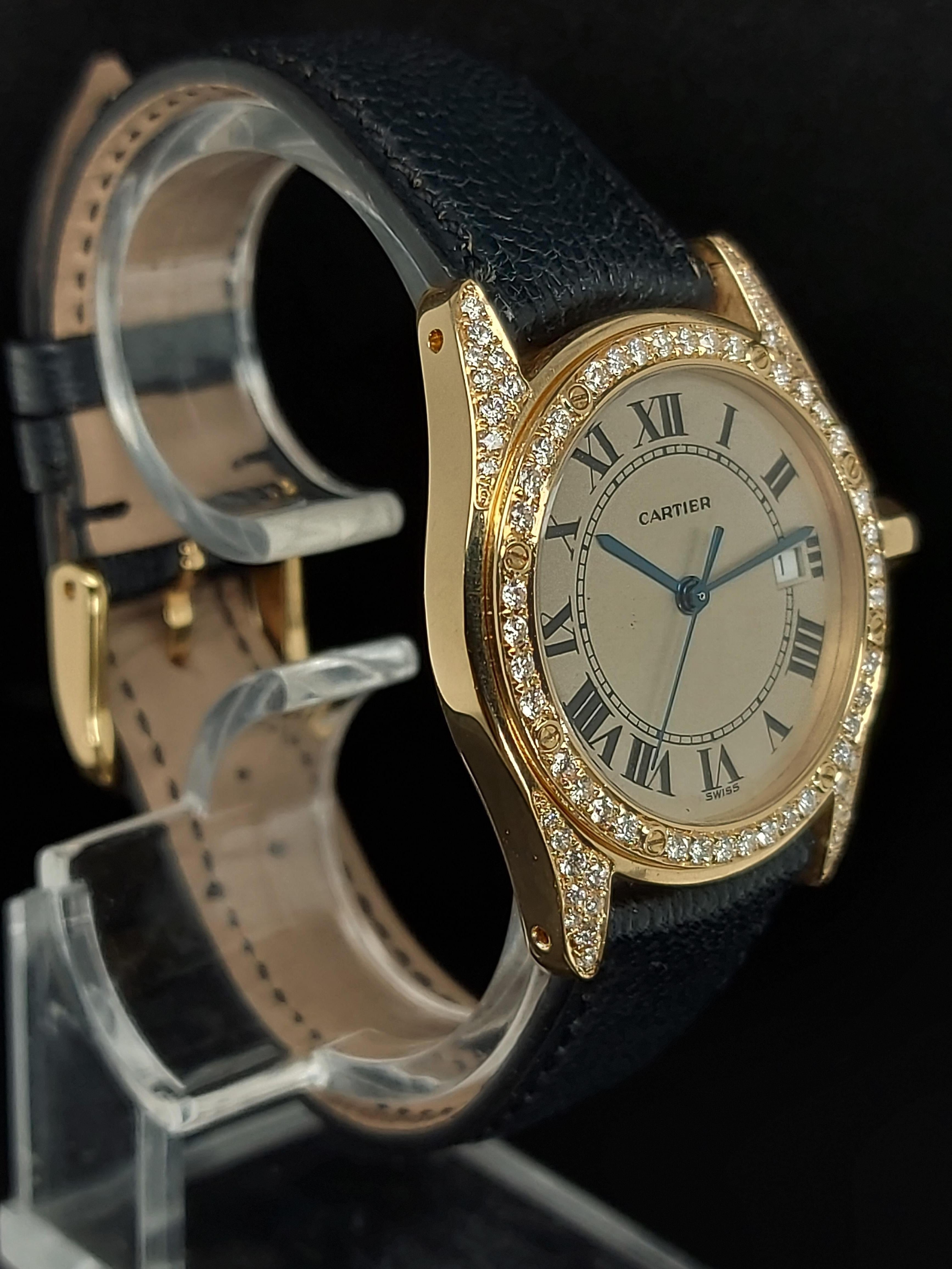 Cartier Cougar Wristwatch, 18 Karat Yellow Gold, Diamond Bezel, Quartz 6