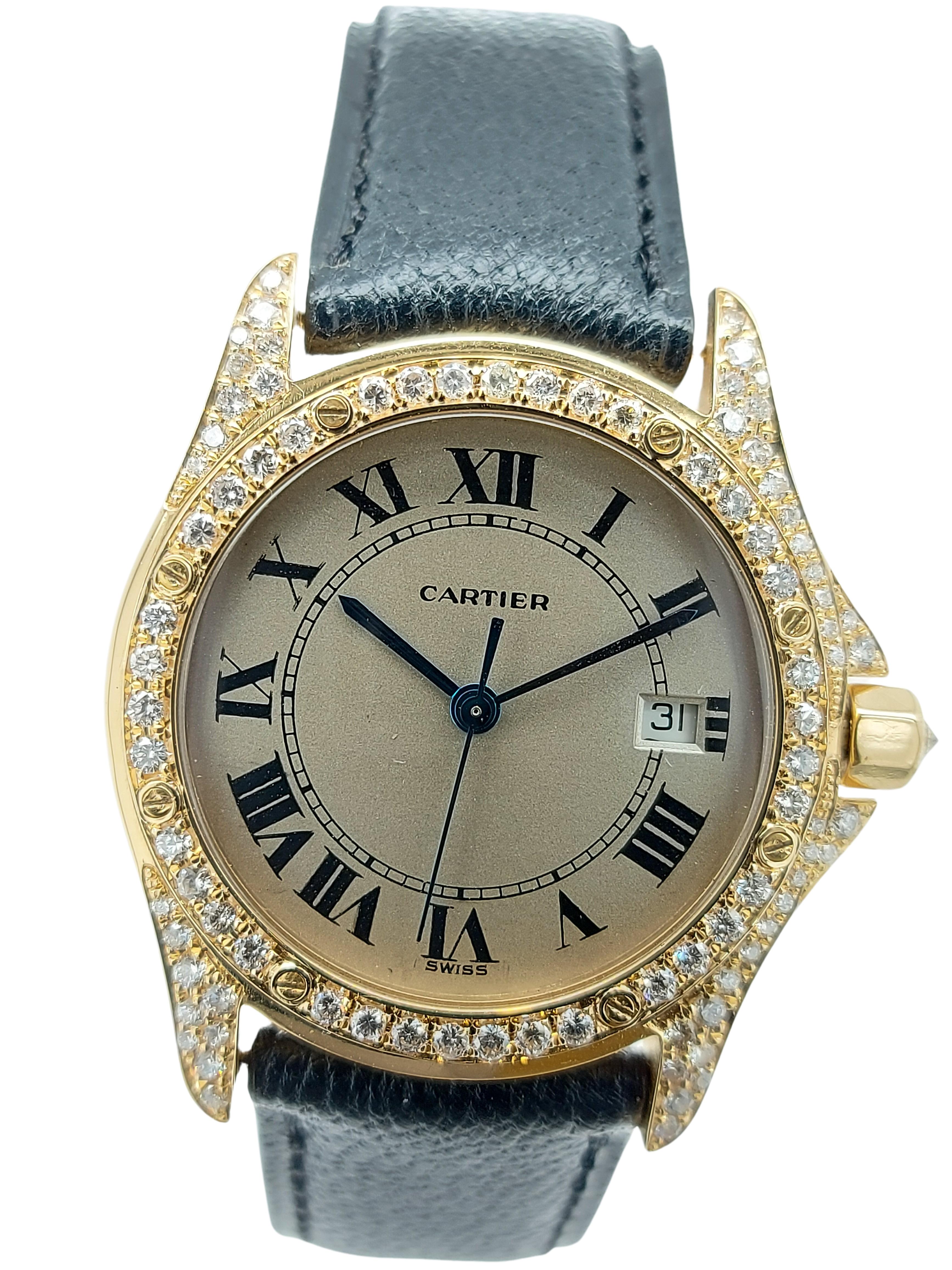 Cartier Cougar Wristwatch, 18 Karat Yellow Gold, Diamond Bezel, Quartz 1