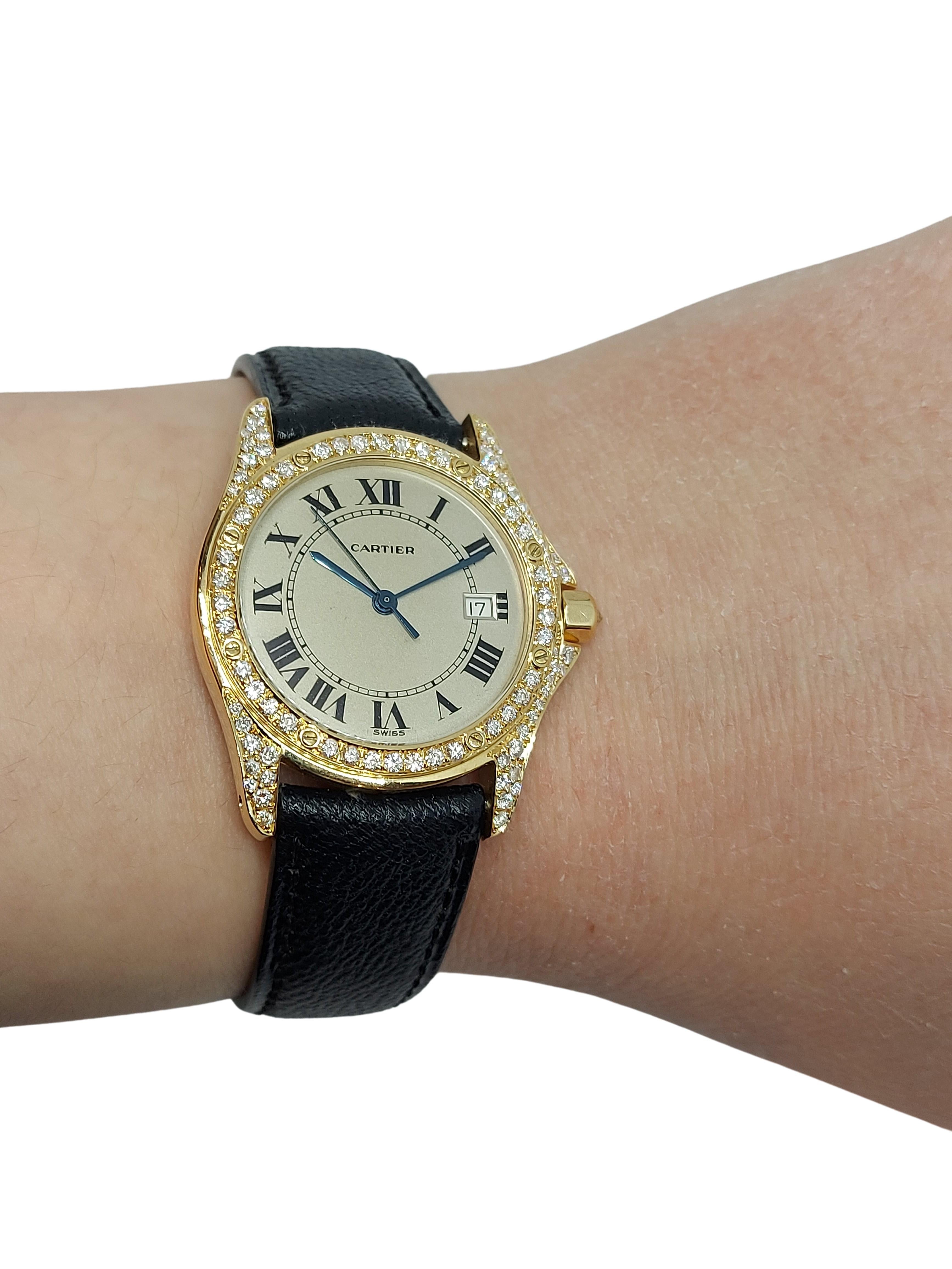 Cartier Cougar Wristwatch, 18 Karat Yellow Gold, Diamond Bezel, Quartz 7