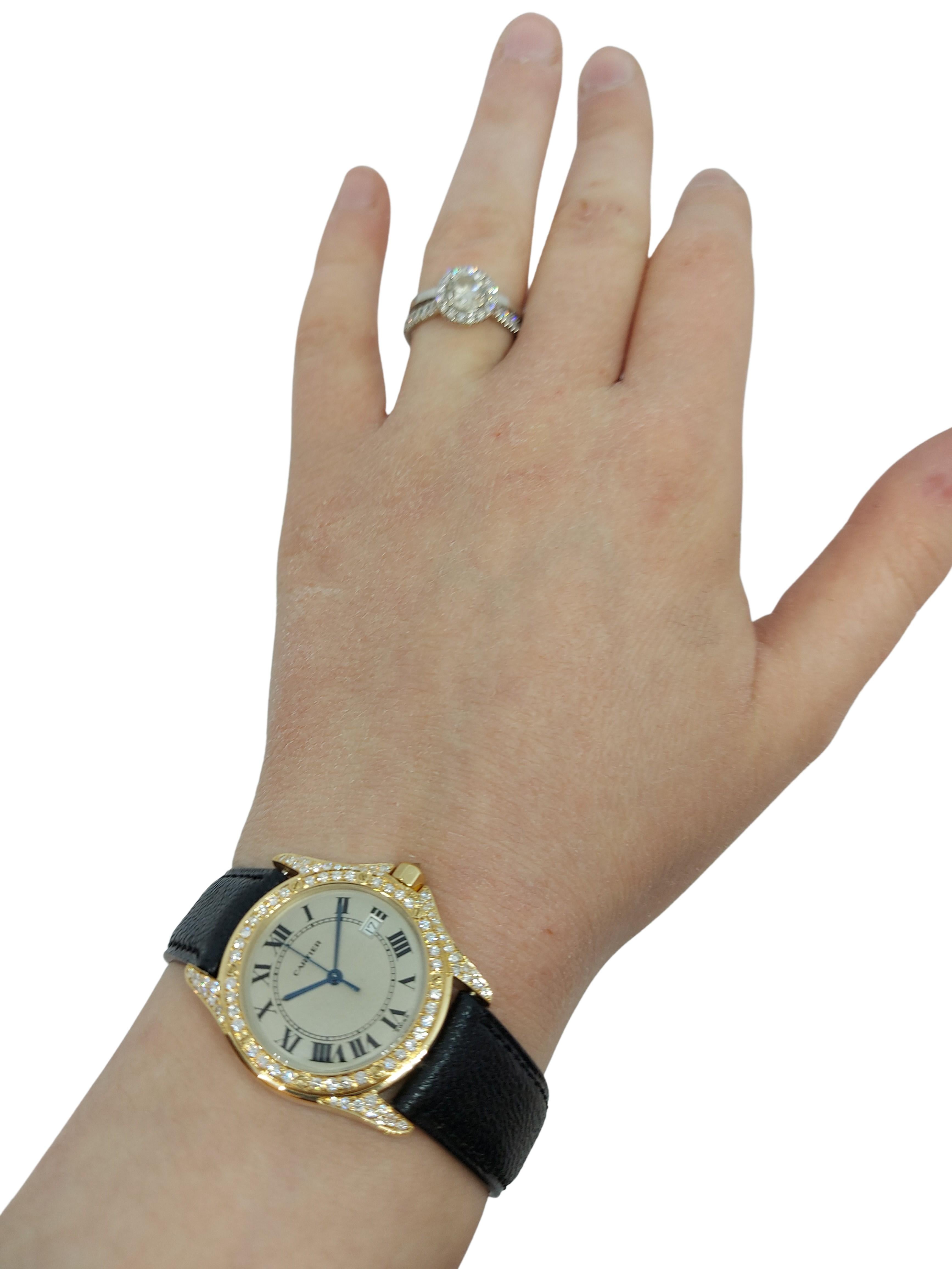 Cartier Cougar Wristwatch, 18 Karat Yellow Gold, Diamond Bezel, Quartz 9