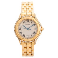 Cartier Cougar Wristwatch Ref 887907. Diamond Bezel, 18ct Yellow Gold, 1990..